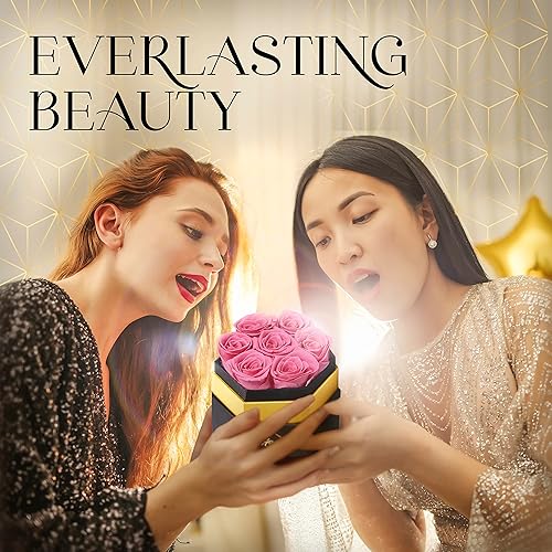 Miniatura 8 de GLAMOUR BOUTIQUE 7-Piece Forever Pink Rose Box - Preserved Roses in a Box, Immortal Roses in a Box That Last A Year - Eternal Rose Preserved Flowers