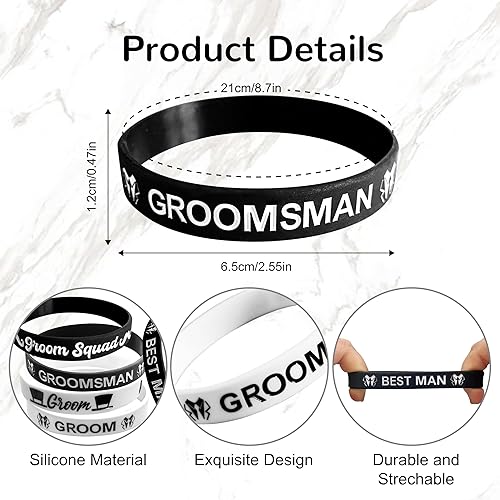 Miniatura 2 de Regalos de propuesta de padrinos de boda, regalos de despedida de soltero, decoraciones para hombres, paquete de 7 pulseras de silicona (padrino de