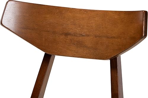 Miniatura 3 de Baxton Studio Danica Mid-Century - Juego de 4 sillas de comedor de madera con acabado marrón nogal, de tela gris claro y tapizada de tela gris claro