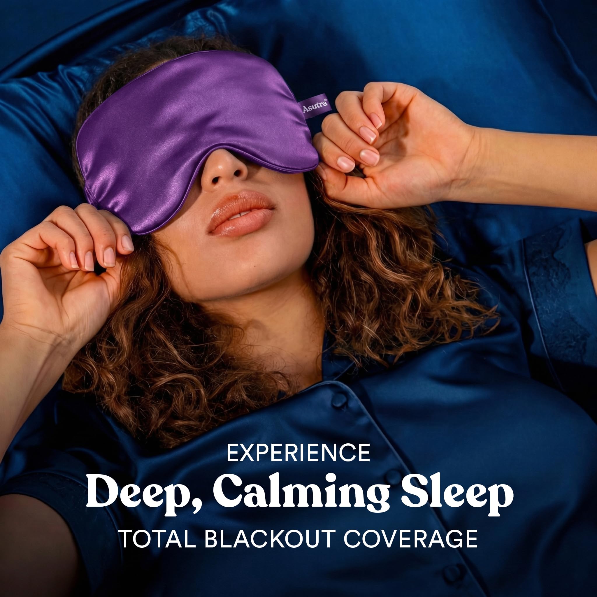 ASUTRA Silk Eye Pillow for Sleep, Purple - Filled w/Lavender Buds & Flax Seeds, Weighted Eye Mask, Meditation & Light Blocking Blindfold, Cooling Gel Mask Included
