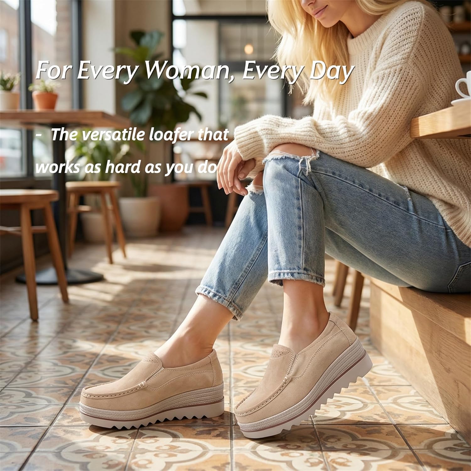 Veroders Women's Suede Platform Loafers Slip-On Comfortable Penny Wedge Loafers Thick Soft Walking Shoes for Dressy Casual Work - Image 6