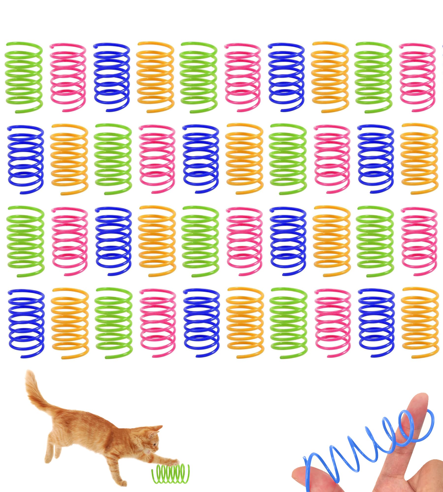 Cat Springs, 40 Pcs Colorful Cat Spiral Spring Toys Sturdy Interactive Kitten Toy for Swatting Biting and Hunting to Keep Cats Fit and Entertained Creative Novelty Gifts for Cats