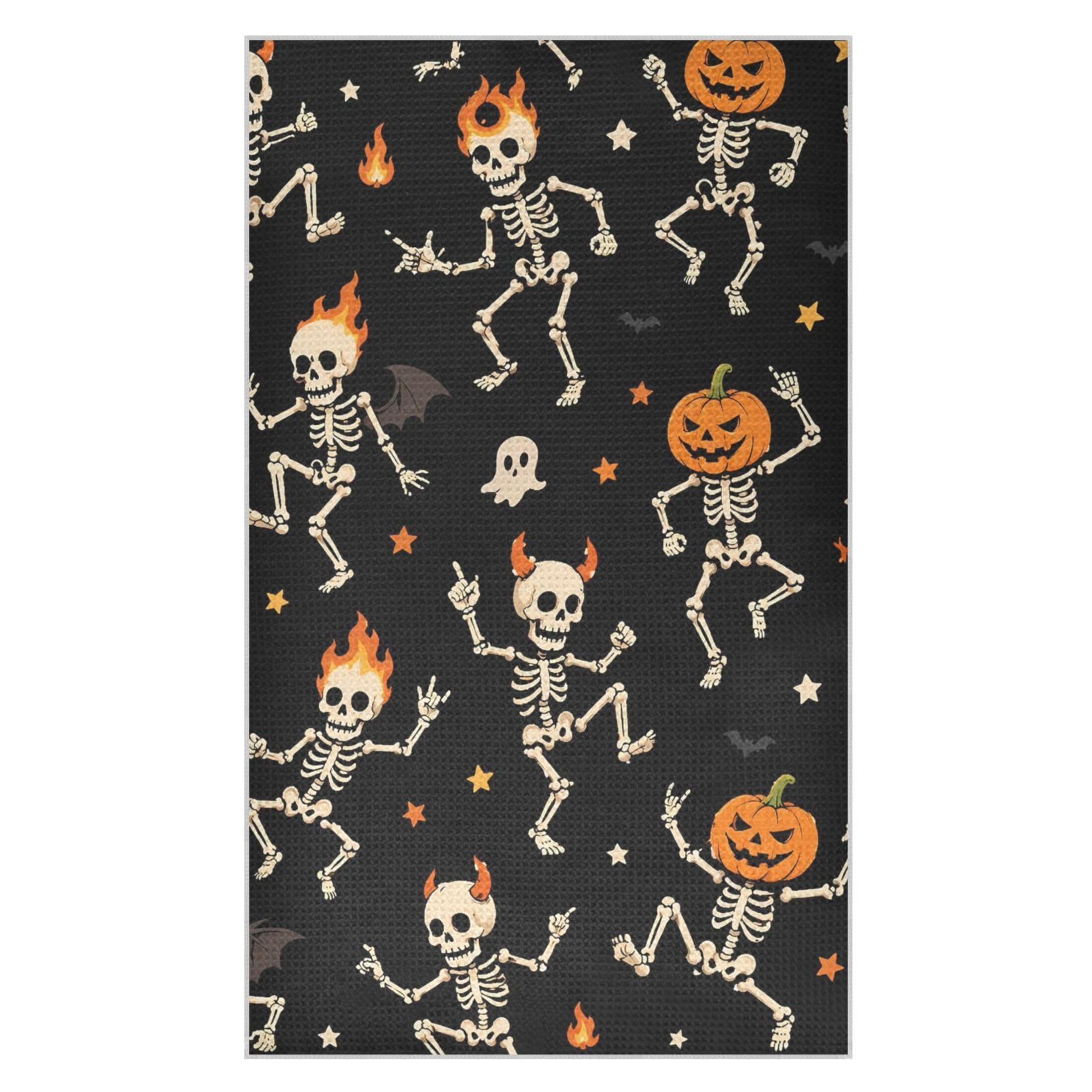 Kutsu Skeletons Waffle Weave Kitchen Towels Absorbent Quick Drying Dish Towels for Kitchen, Decorative Tea Towel, 18x30 in