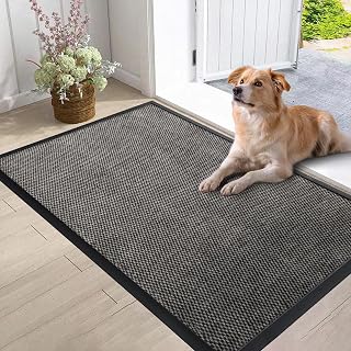Door Mat Indoor Entrance, 29.5x17 Inch, Outdoor Mats for Front Door, Non Slip Entrance Mat Inside and Outside, Entry Doormat for Entryway, Machine Washable Floor Mats, All Seanson Sturdy Rugs, Grey