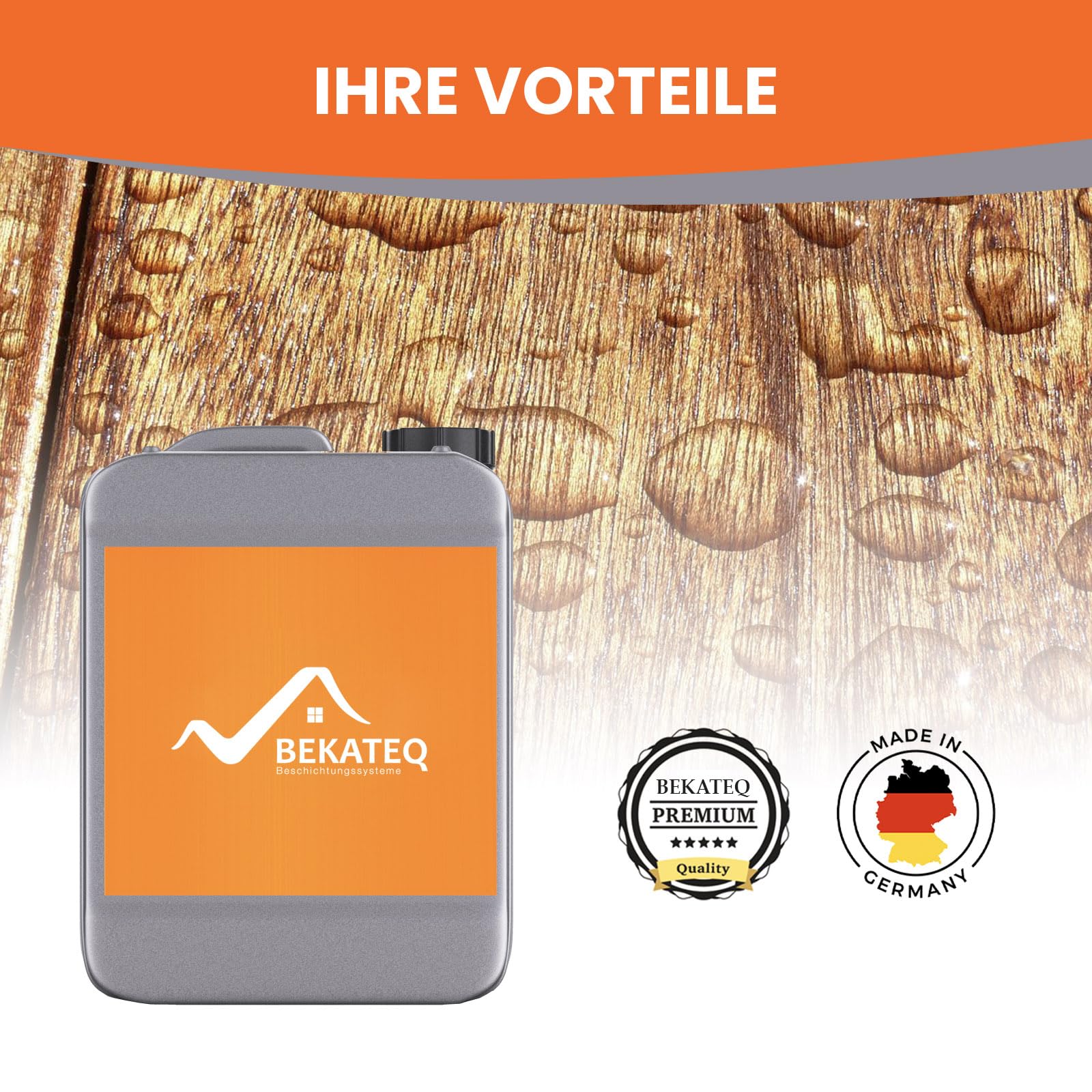 Nano Versiegelung 10l farblos für Holz, Dachziegel, Beton, Fassade, Metall - Abperleffekt, scheuerbeständig, schnelle Trocknung, geruchsarm, hohe Reichweite - BEKATEQ BE-450