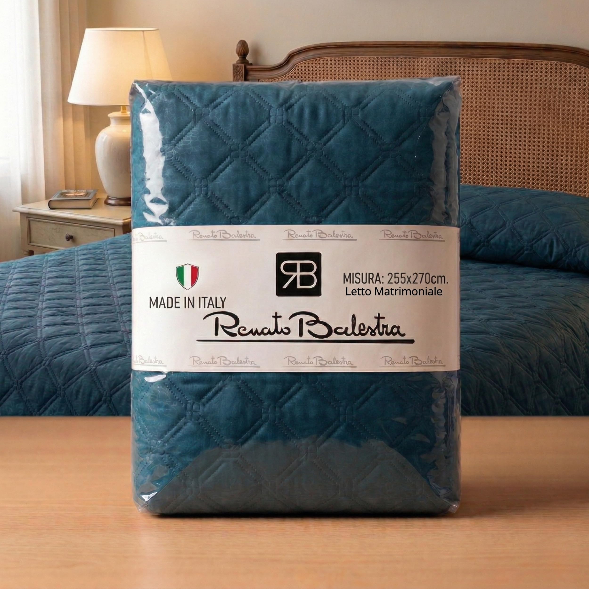 o-day Renato Balestra Spring Double Quilt, Made in Italy, Made in Italy, Soft Polyester, Solid Colour Summer Double Bedspread (Teal, Double 255 x 270) - 2