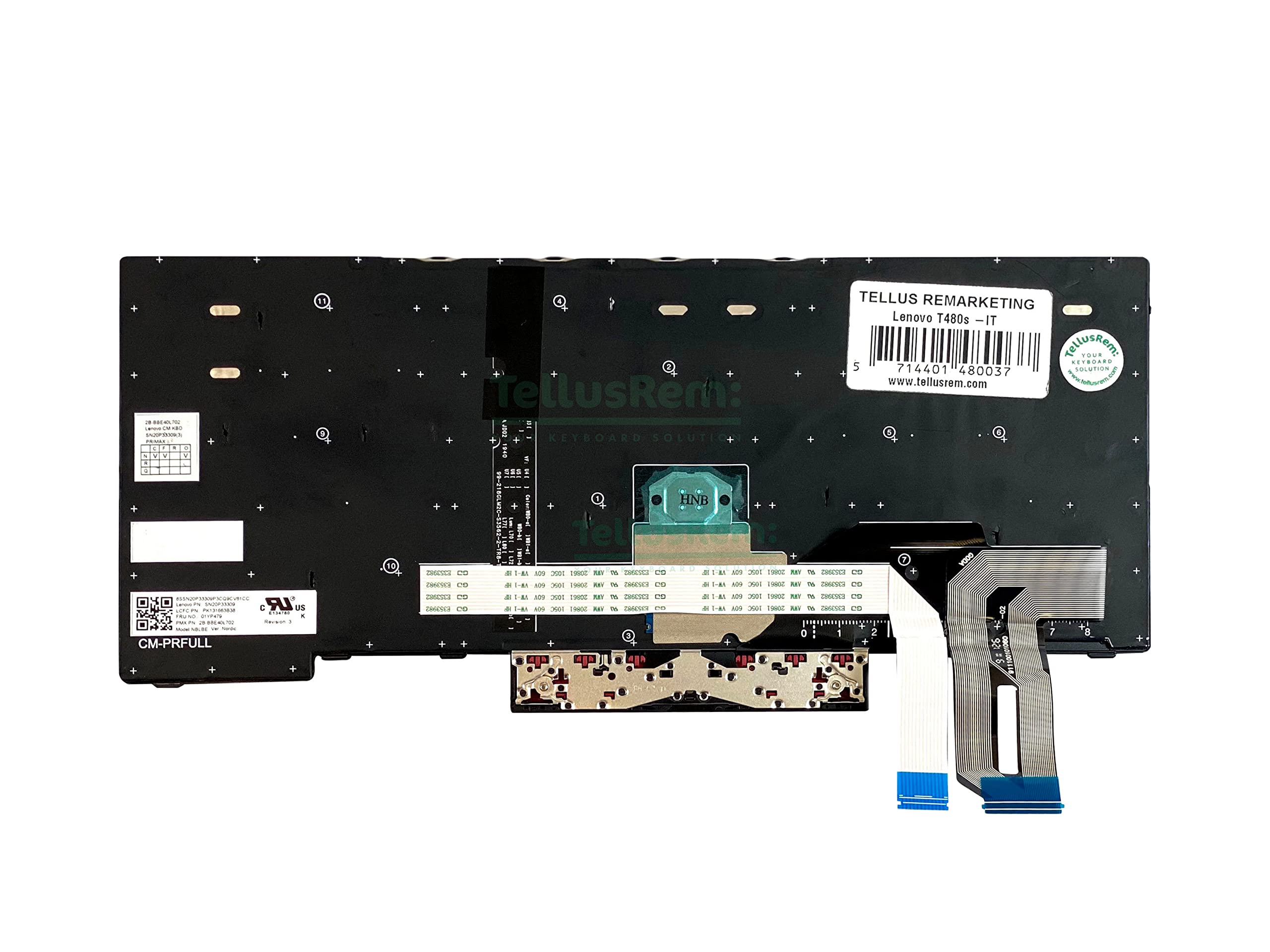 Tastiera sostitutiva compatibile con Lenovo ThinkPad T480s black - IT retroilluminata, per modelli compatibili T480s, T490, E490, L480, L490, L380, L390, L380 Yoga, L390 Yoga, E480, E490
