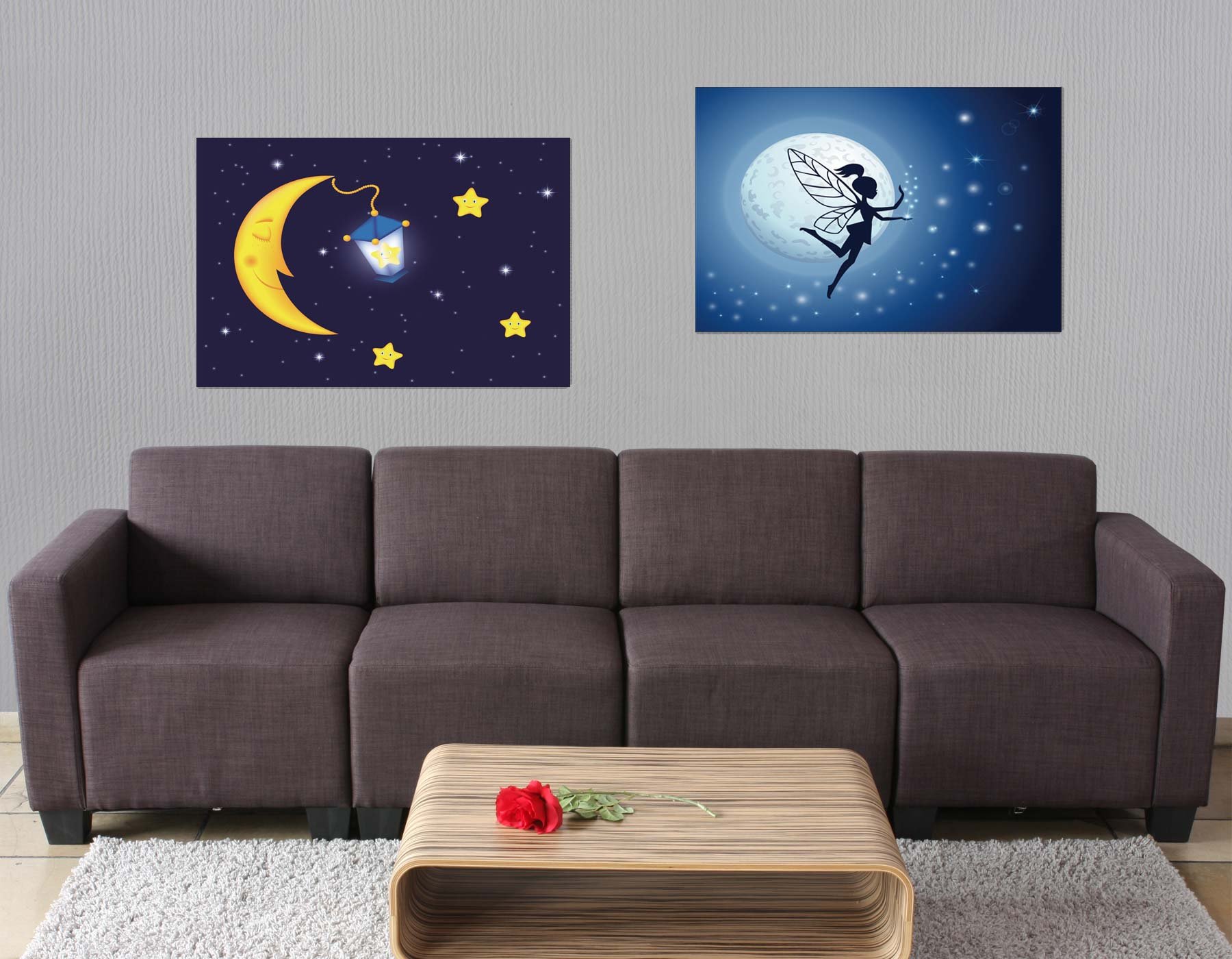 2er-Set LED-Leinwandbild 60x40 Cm – Mit Beleuchtung & Timer, Modernes Leuchtbild
