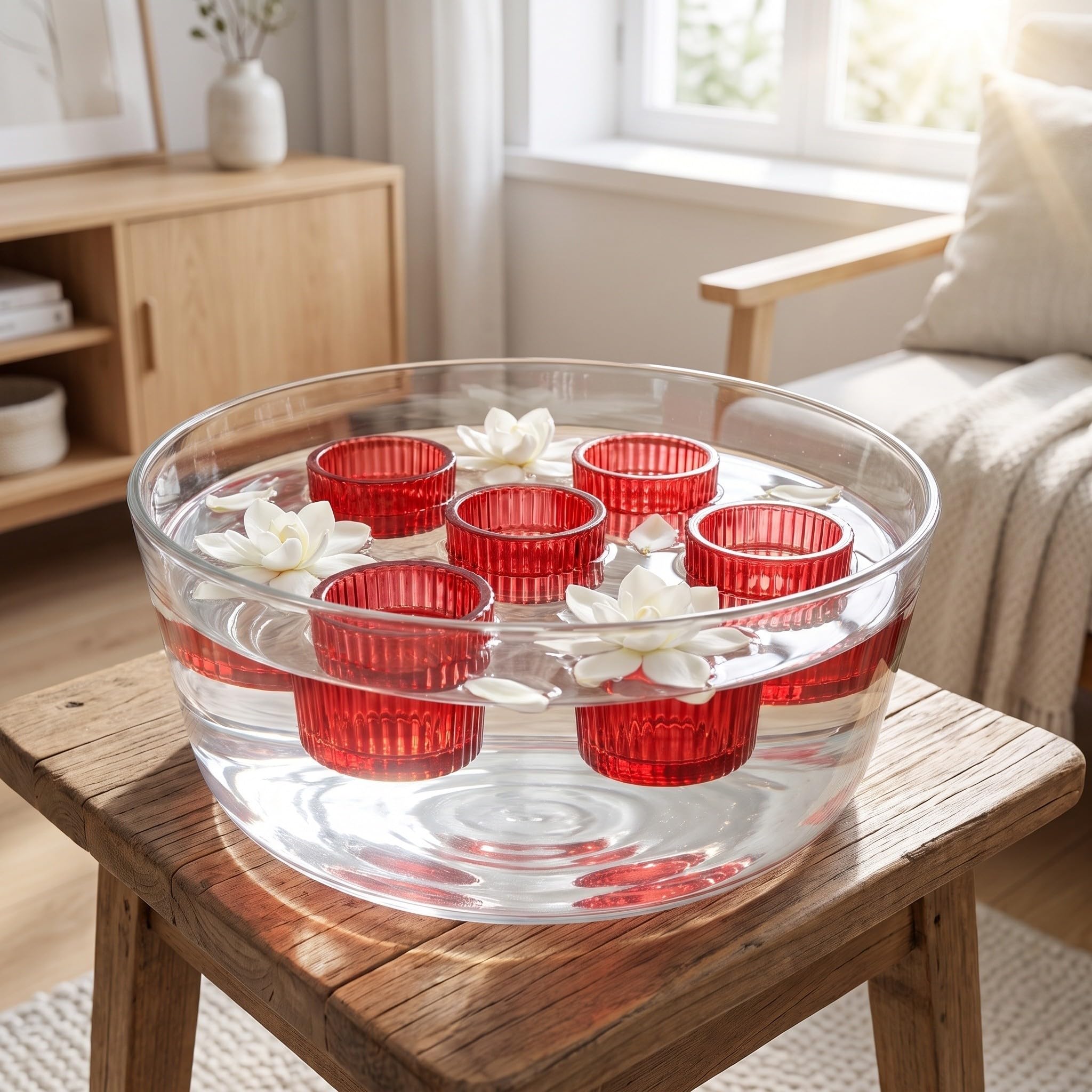 PRETYZOOM 24 Piezas Portavelas Flotantes de Vidrio Rojo para Velas de Té