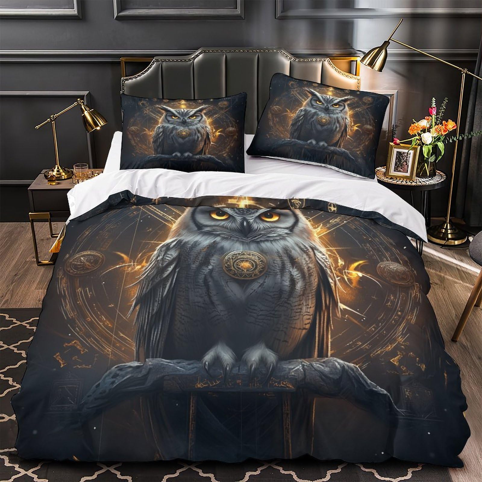 Housse de couette hibou 3D ultra résistante qui ne se décolore pas au lavage