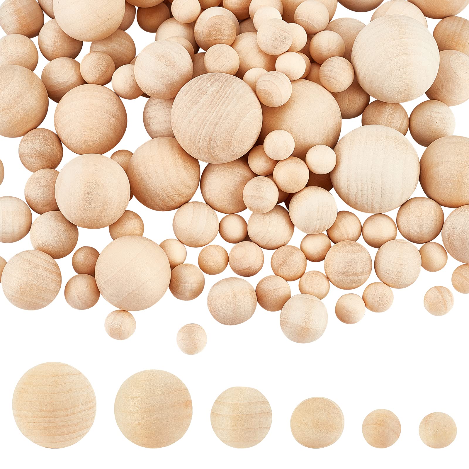 PH PandaHall 50pcs Natural Wood Beads 30mm Unfinished Wooden Ball Bead Loose Spacer Bead Hair Beads For Macrame Garland Braided Hair Bracelet Necklace