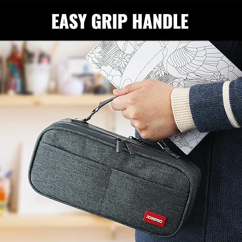 Miniatura 6 de Estuche para lápices, organizador de gran capacidad; bolsa de almacenamiento con doble cremallera; bolsa grande para lápices para universidad