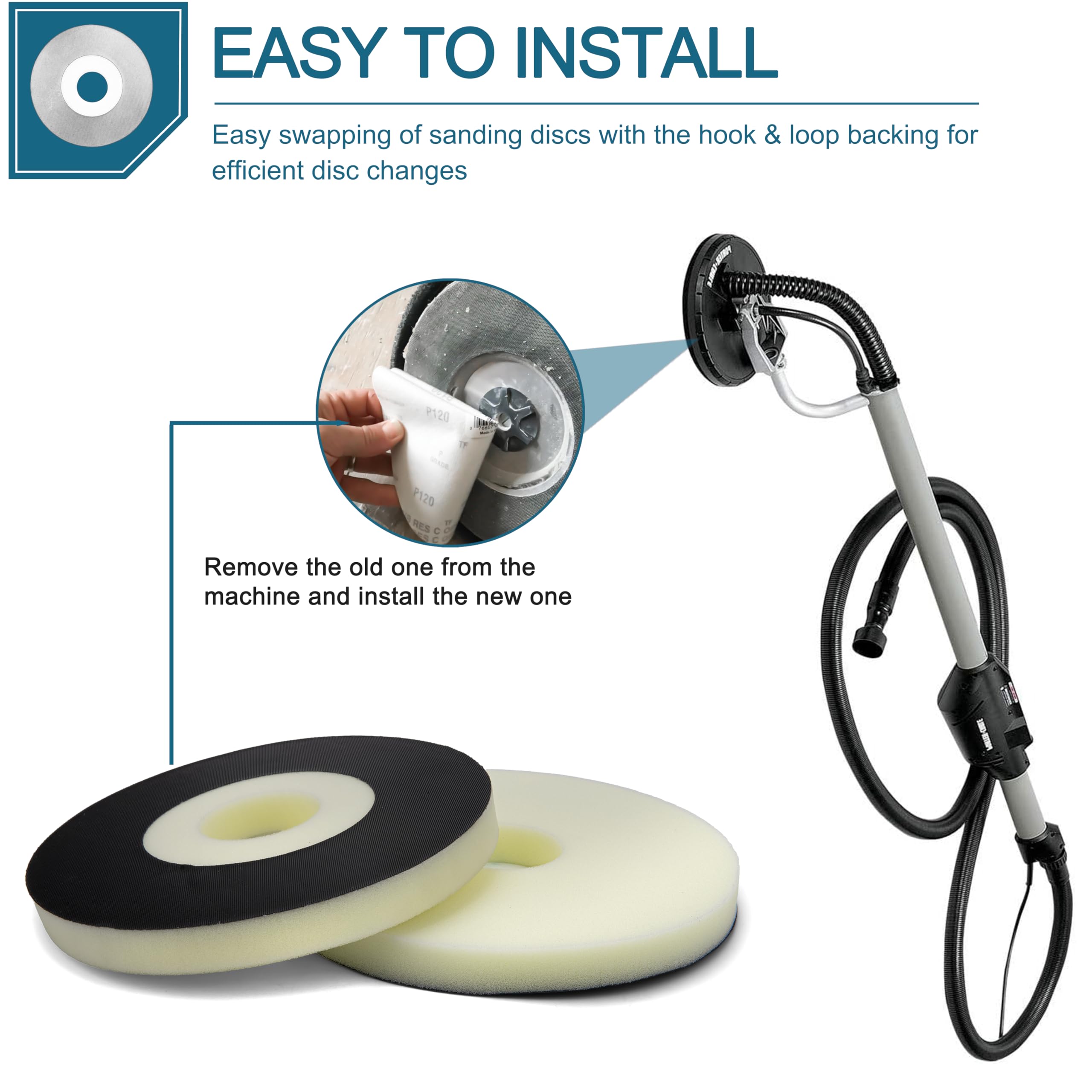 Paquete de 2 almohadillas de respaldo de 9 pulgadas que funcionan con una variedad de sistemas de lijado de discos de 9 pulgadas, compatibles con lijadora Porter Cable 7800 para paneles de yeso