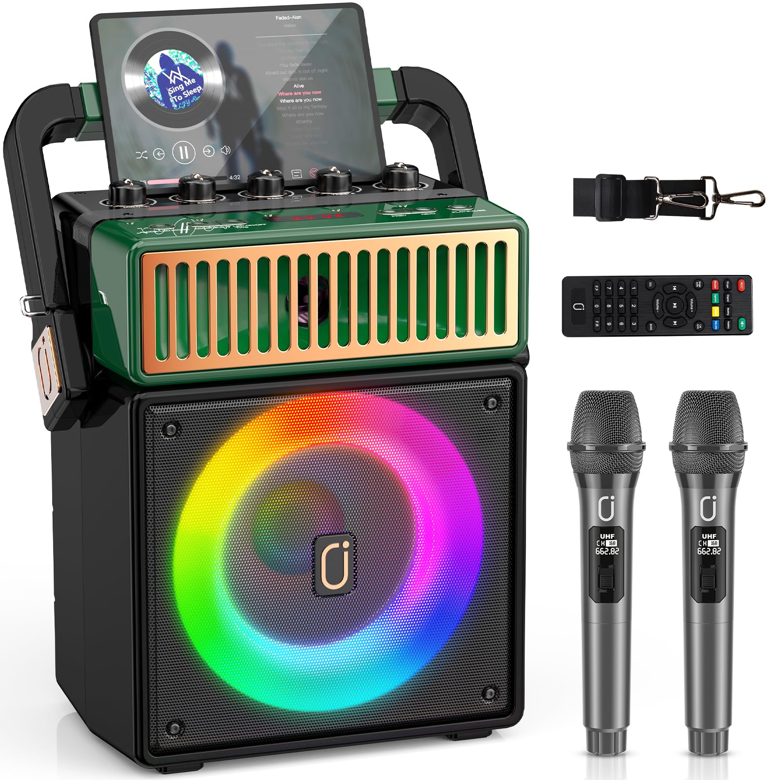 JYX Máquina de Karaoke com 2 Microfones Atualizada, Caixa de Som