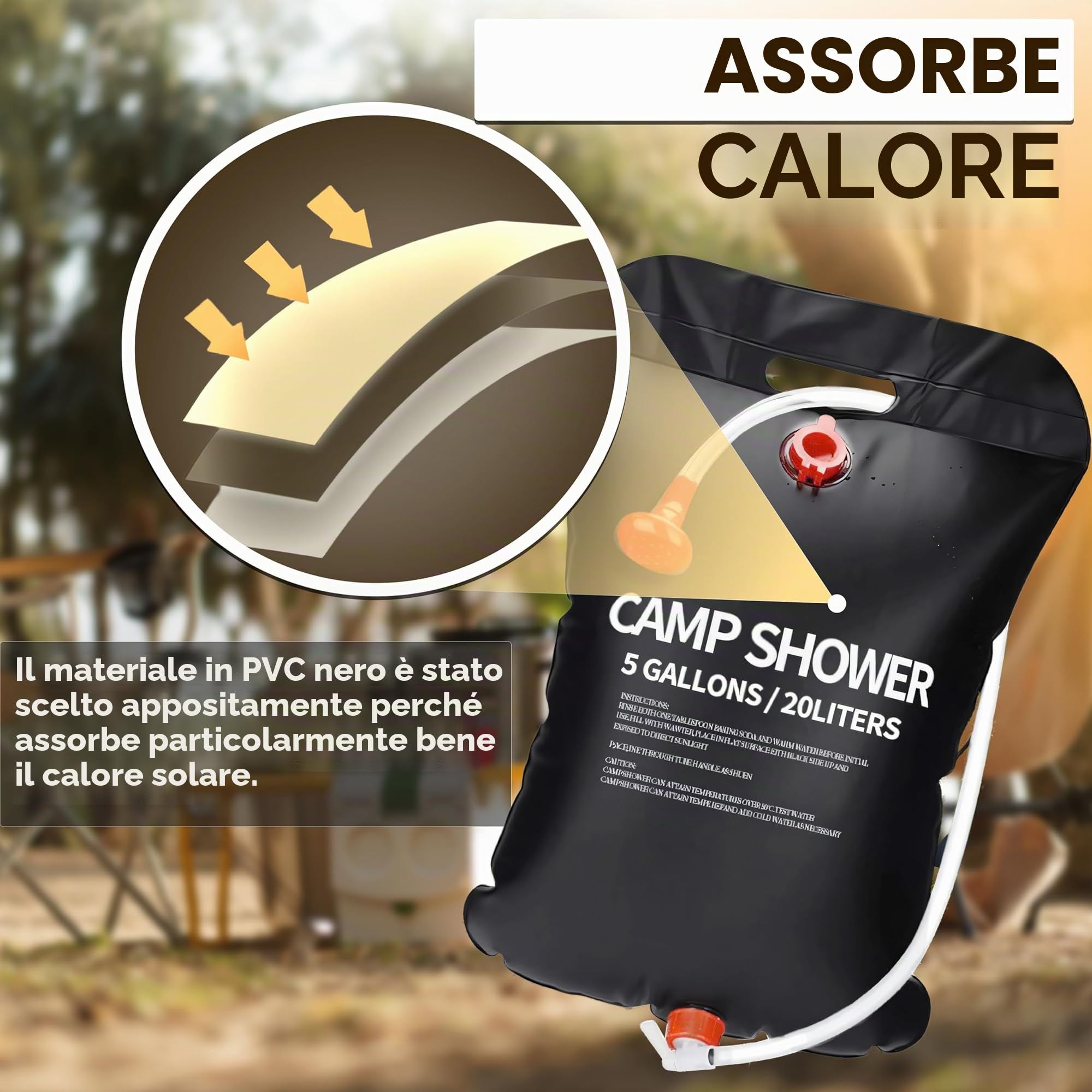 Retoo Borsa da Bagno Solare Campeggio 20 L Portatile con Soffione