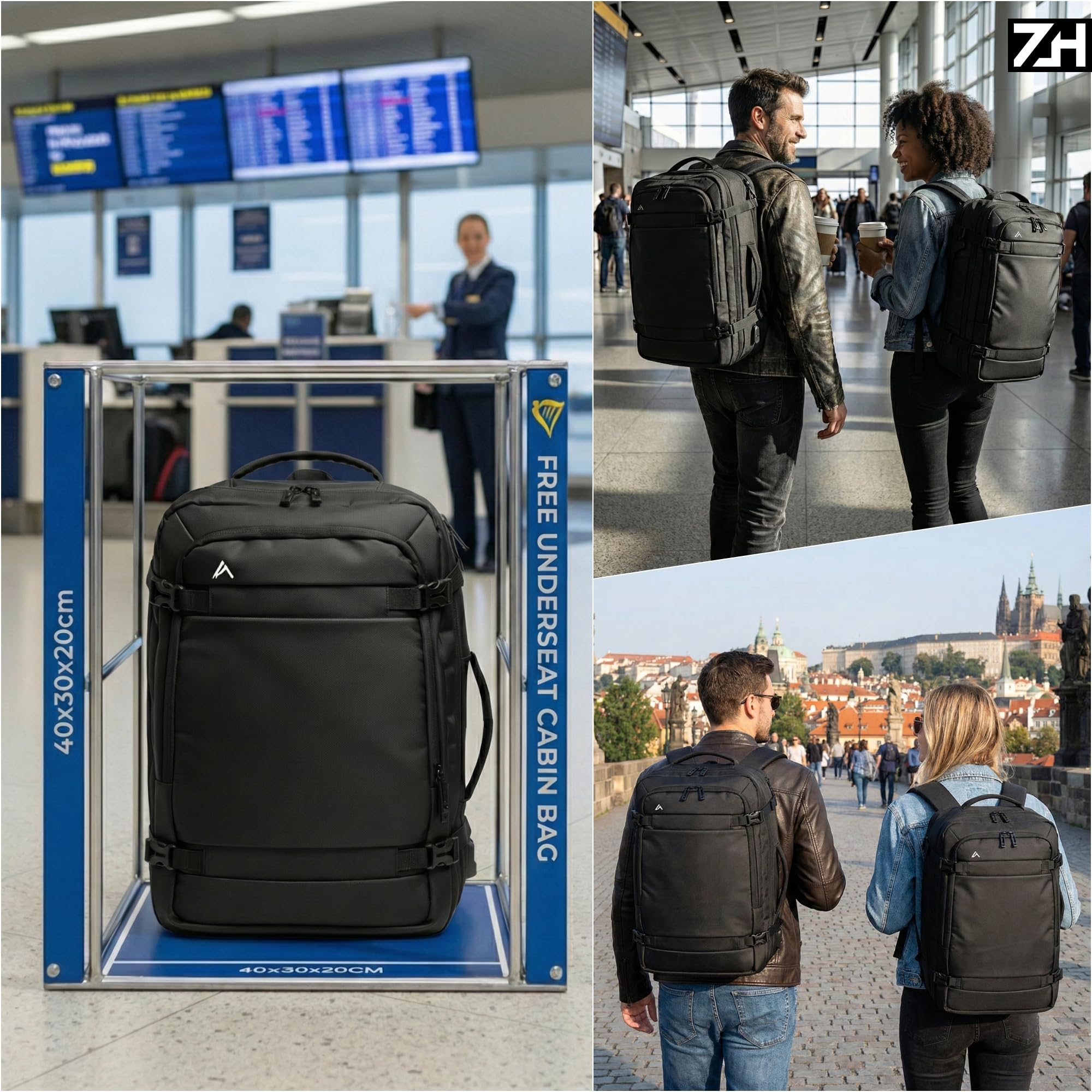 + Zermatt - HØRN Mochila de Viaje cabina avión 40x20x25 extensible a 45-30-25. para Cabina Equipaje de Mano Backpack para portatil de 13"-15.6"-17" Mochila (Solo MOCHILA) — view 3