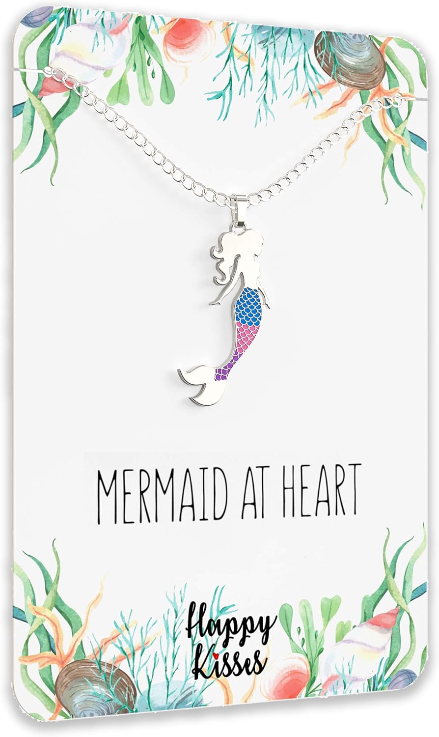 Mermaid Necklace – Cute Mermaid Gift Charm for Women, Girls & Teens – “Mermaid at Heart” Message Card - Image 4