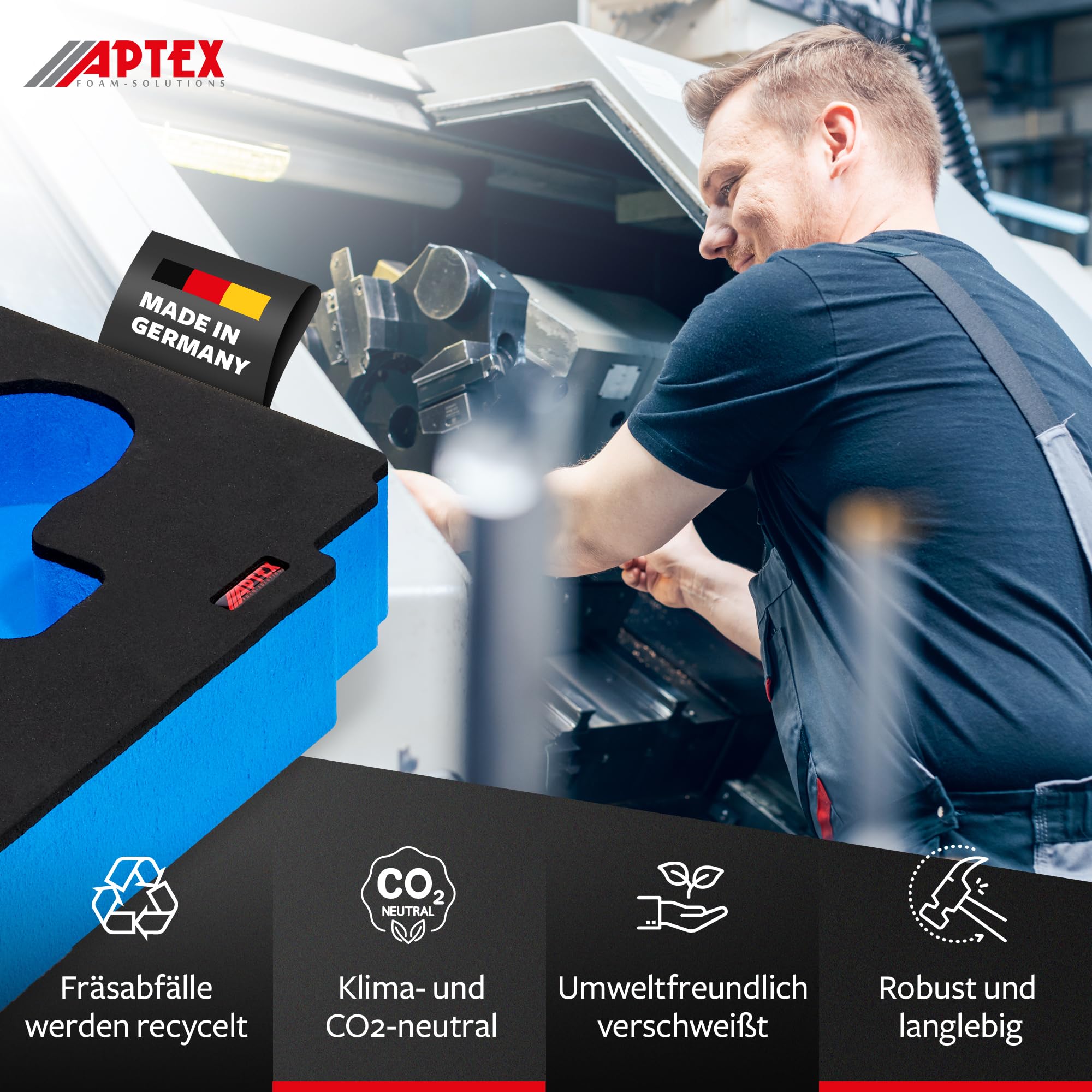 APTEX Schaumeinlage passend für Makita Akku-Kompressor DMP 180 für MakPac Gr. 2-3