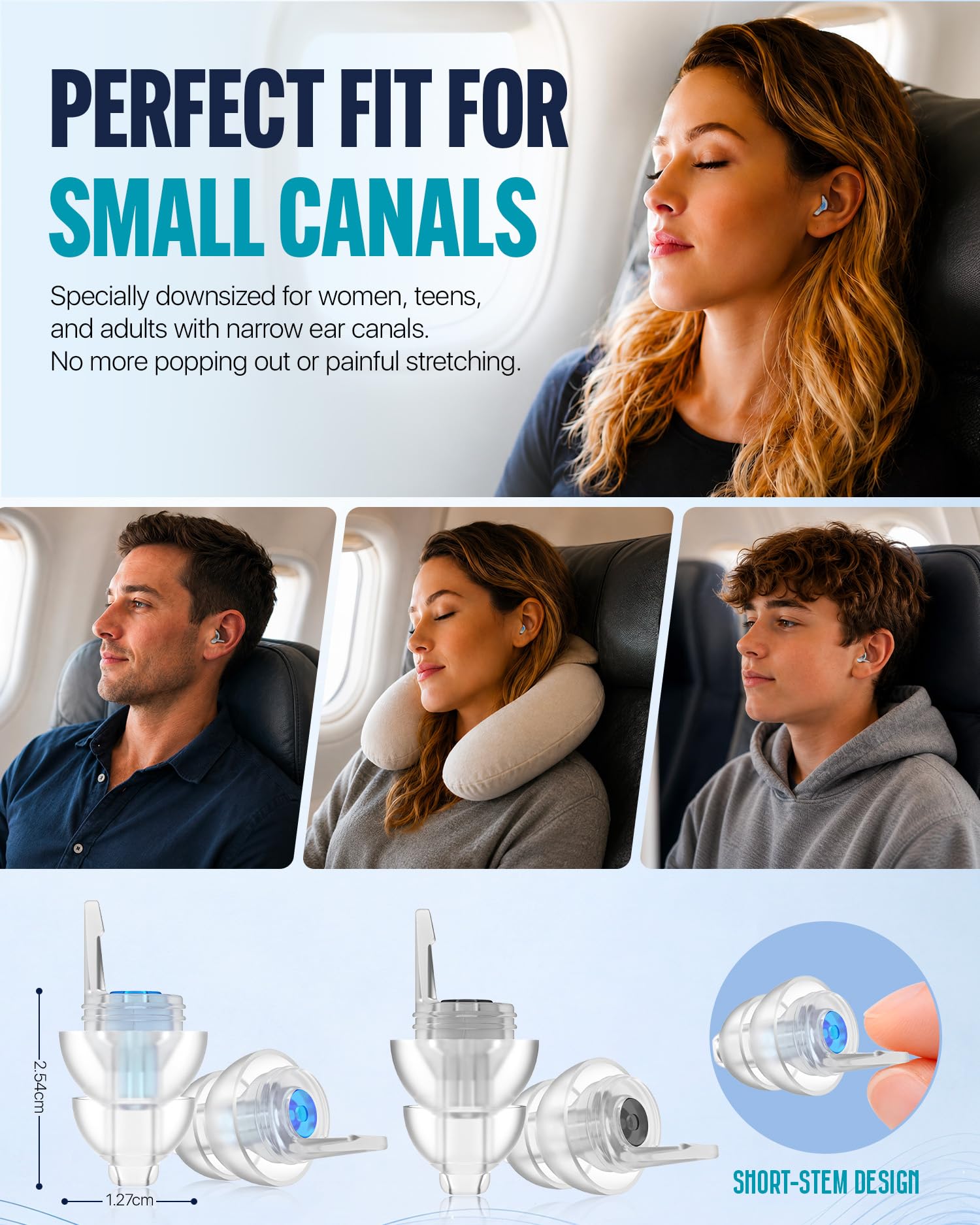 Bouchons d'oreilles en avion avec cordon pour soulager la douleur aux oreilles et la réduction du bruit, écouteurs d'égalisation de pression essentiels pour les voyages en avion, 100 bouchons