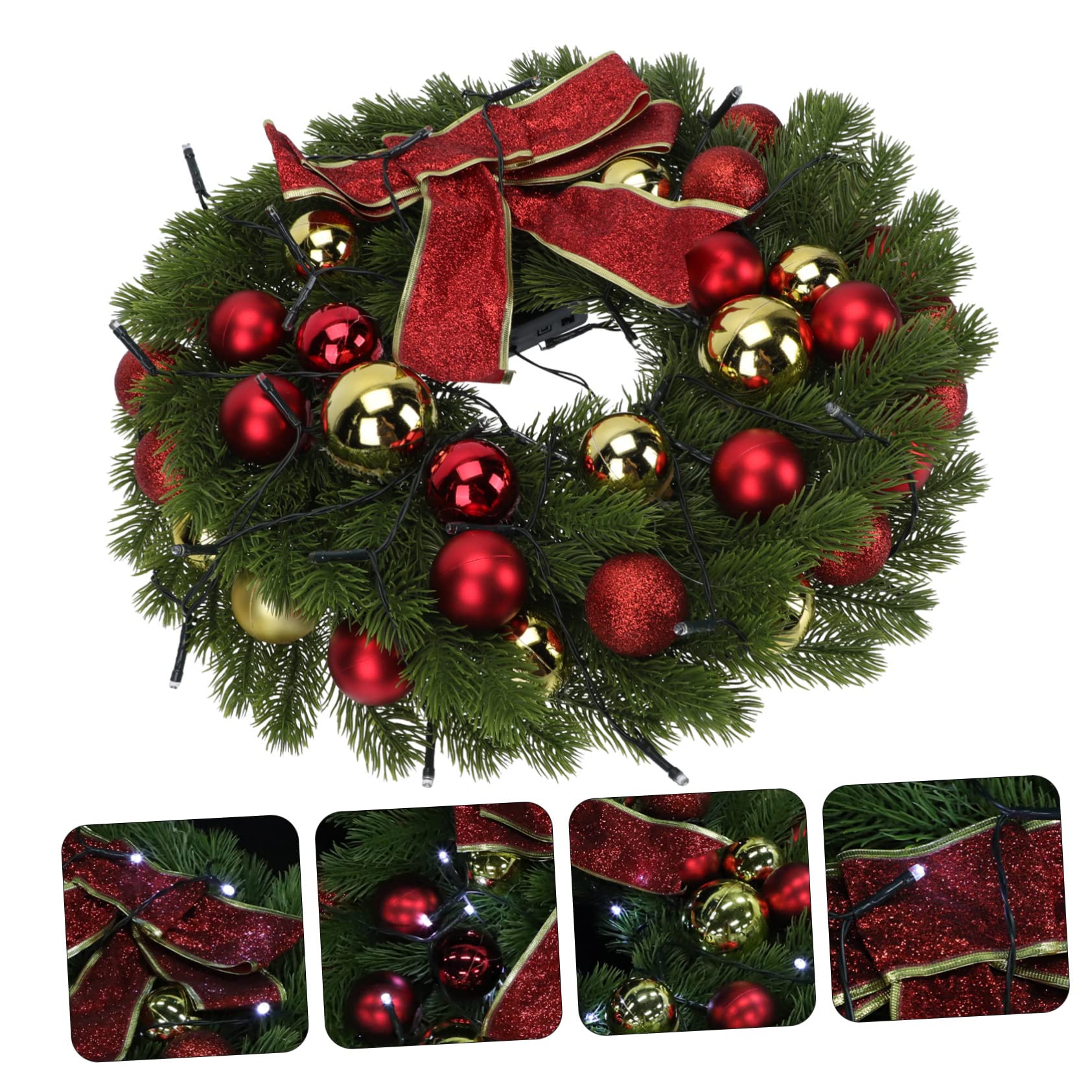 Uonlytech Décoration de Noël Lumineuse Guirlande Couronne de Noël avec Lumière Décoration Suspendue de Ornement