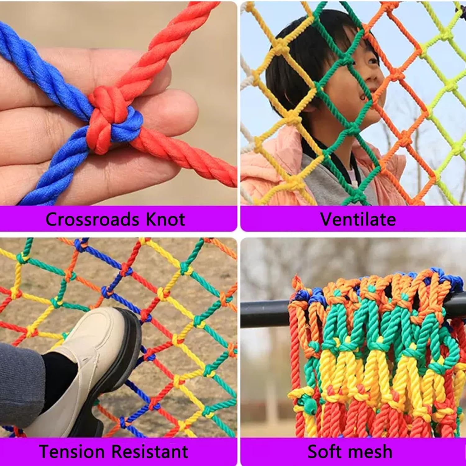 Kids Safety Net - Durable Protective Mesh for Outdoor Play Climbing Stairs Walls - Decorative 1x6m Safety Barrier for Playground and Garden