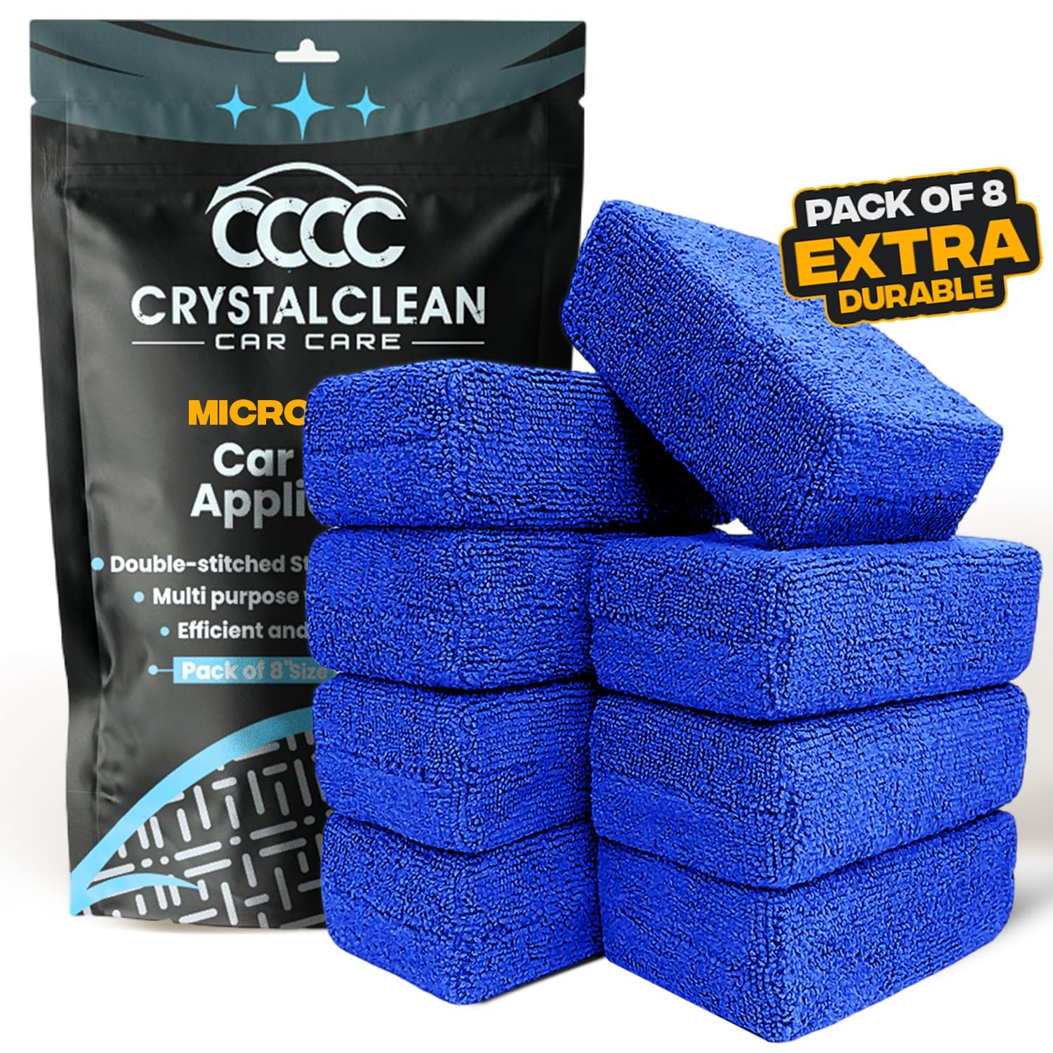 Microfiber Applicator Pad (5" X 3") (Pack of 8) Rectangle Microfiber Applicator Sponges Lint Free Soft Polishing Pads Car Wax Applicator for Detailing