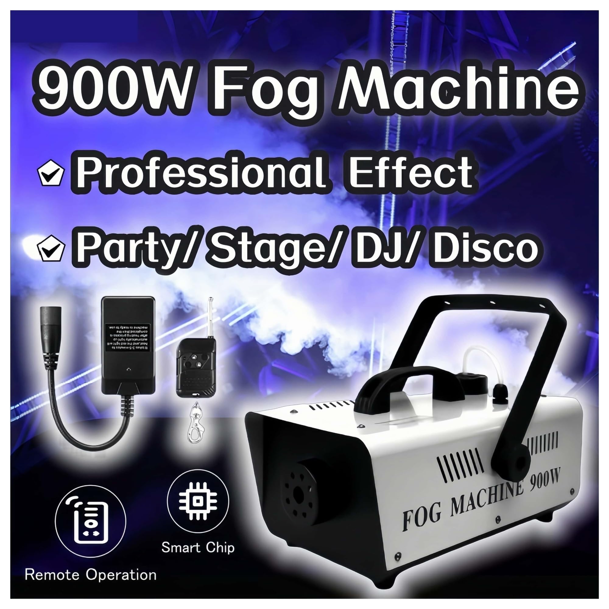 Macchina Del Fumo Da 900 W Con Telecomando, Professionale, Attrezzatura Palcoscenico For Effetti Speciali For DJ, Feste, Discoteche, Matrimoni Maggiore Capacità, Maggiore Potenza In Uscita