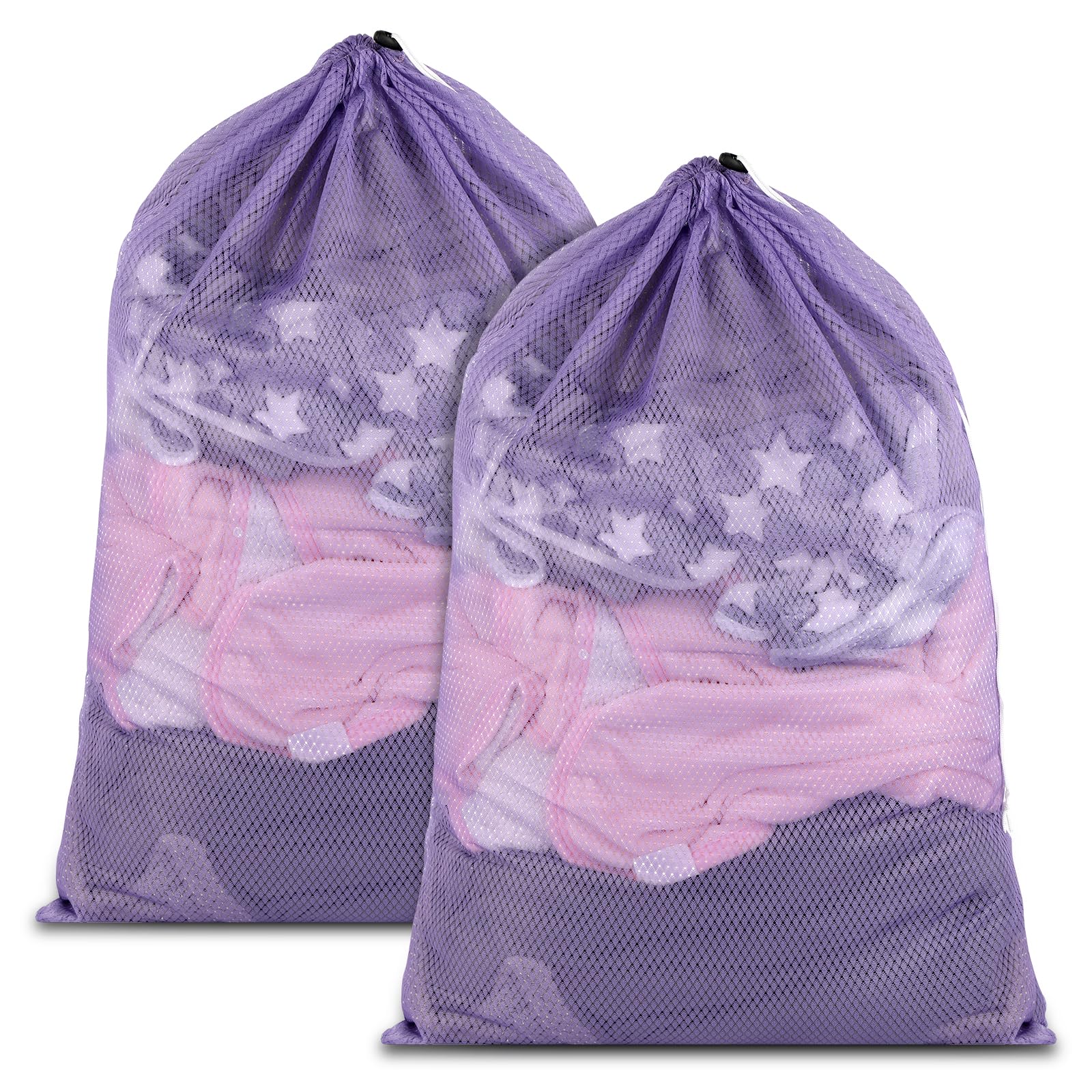 Photo 1 of 2 Pack Mesh Laundry Bags 23x34 Inch Drawstring Locking for Travel Home