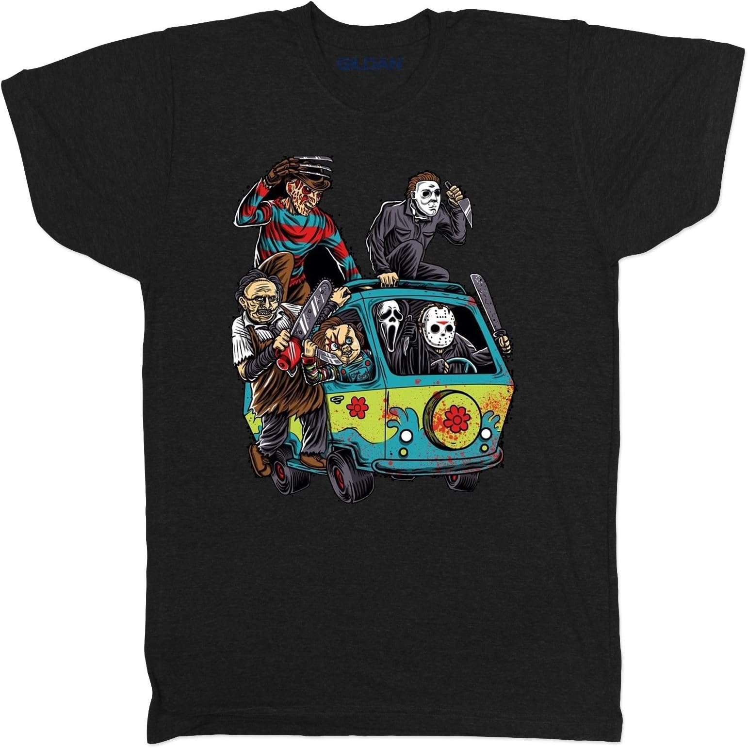 Halloween Horror Chucky Jason Myers Freddy Film Movie Retro Scream T Shirt (XLarge) Black