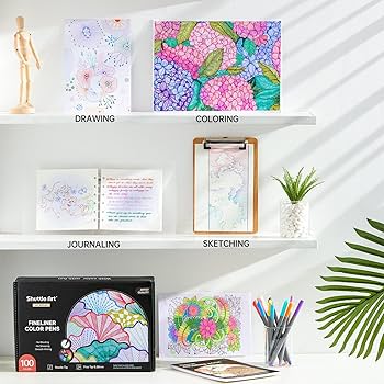 Amazon.co.jp: Shuttle Art 水性ペン 100色セット 極細ライン