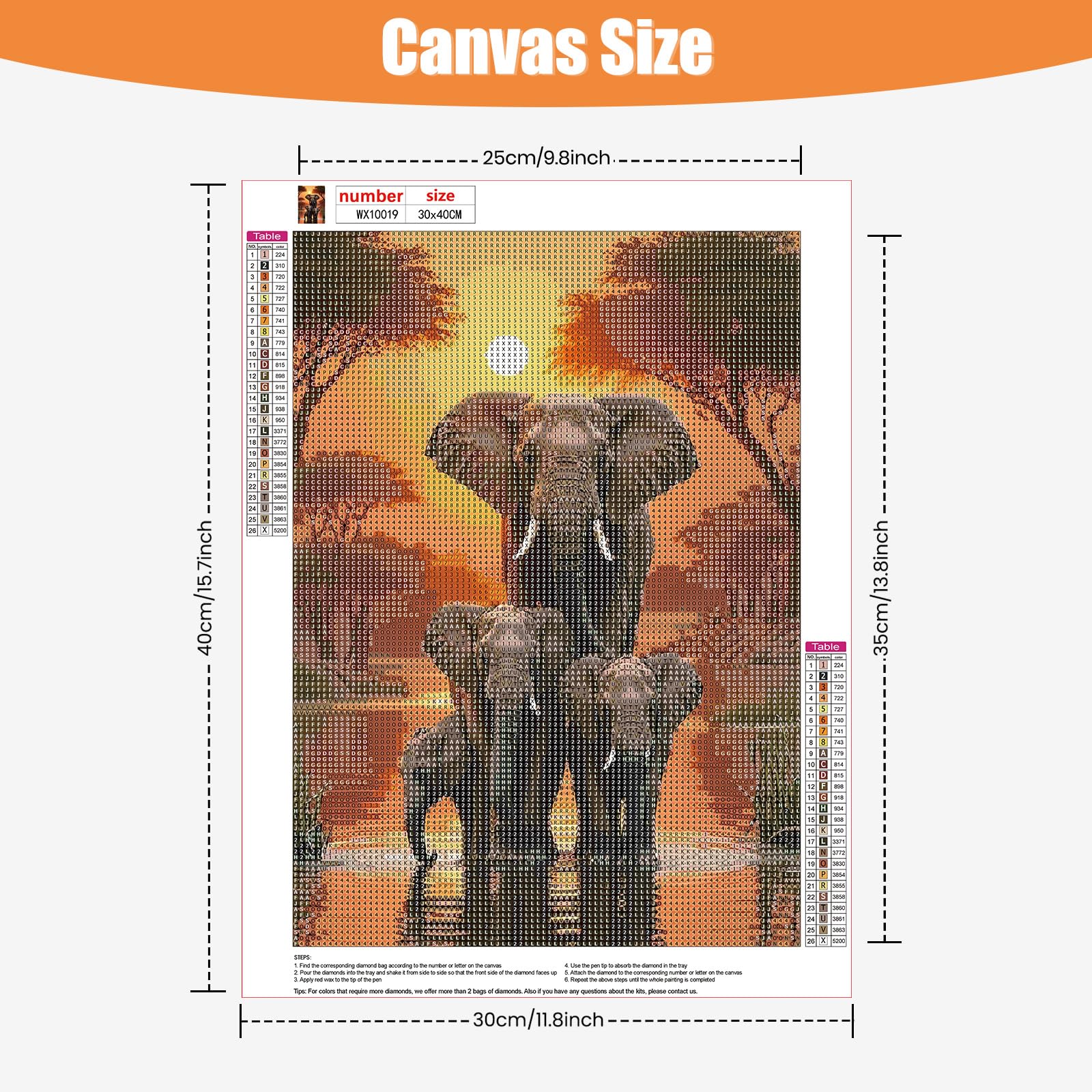 TOSTOG Kit Diamond Painting 5D Elefante 30x40cm - Completo Con Tela Adesiva E Strumenti Per Adulti E Bambini
