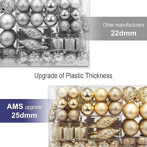 Vista 206 de AMS - Adornos chapados, bolas de Navidad, para decoración de fiestas de vacaciones, colección de árbol para boda, Acción de Gracias, fiesta