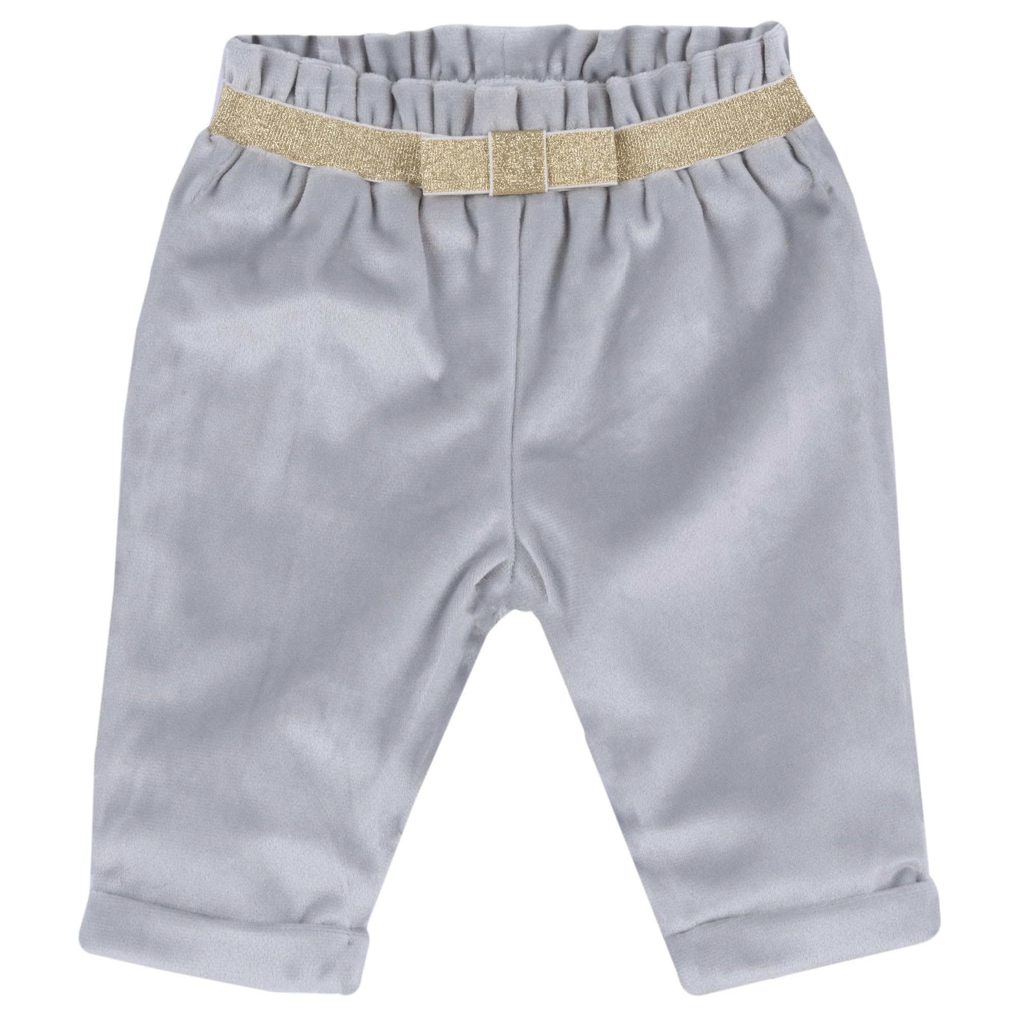 Chicco, Babyhose mit Gummizug und goldener Schleife, grau