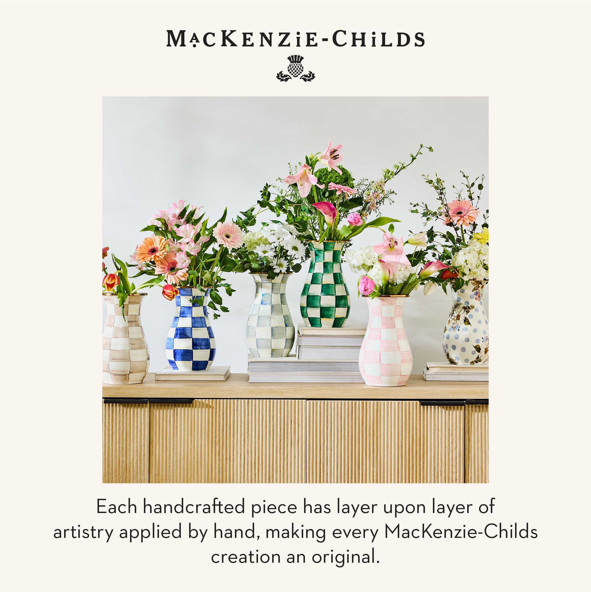 Amazon.com: MACKENZIE-CHILDS Tall Enamel Vase, Unique Flower-Vase