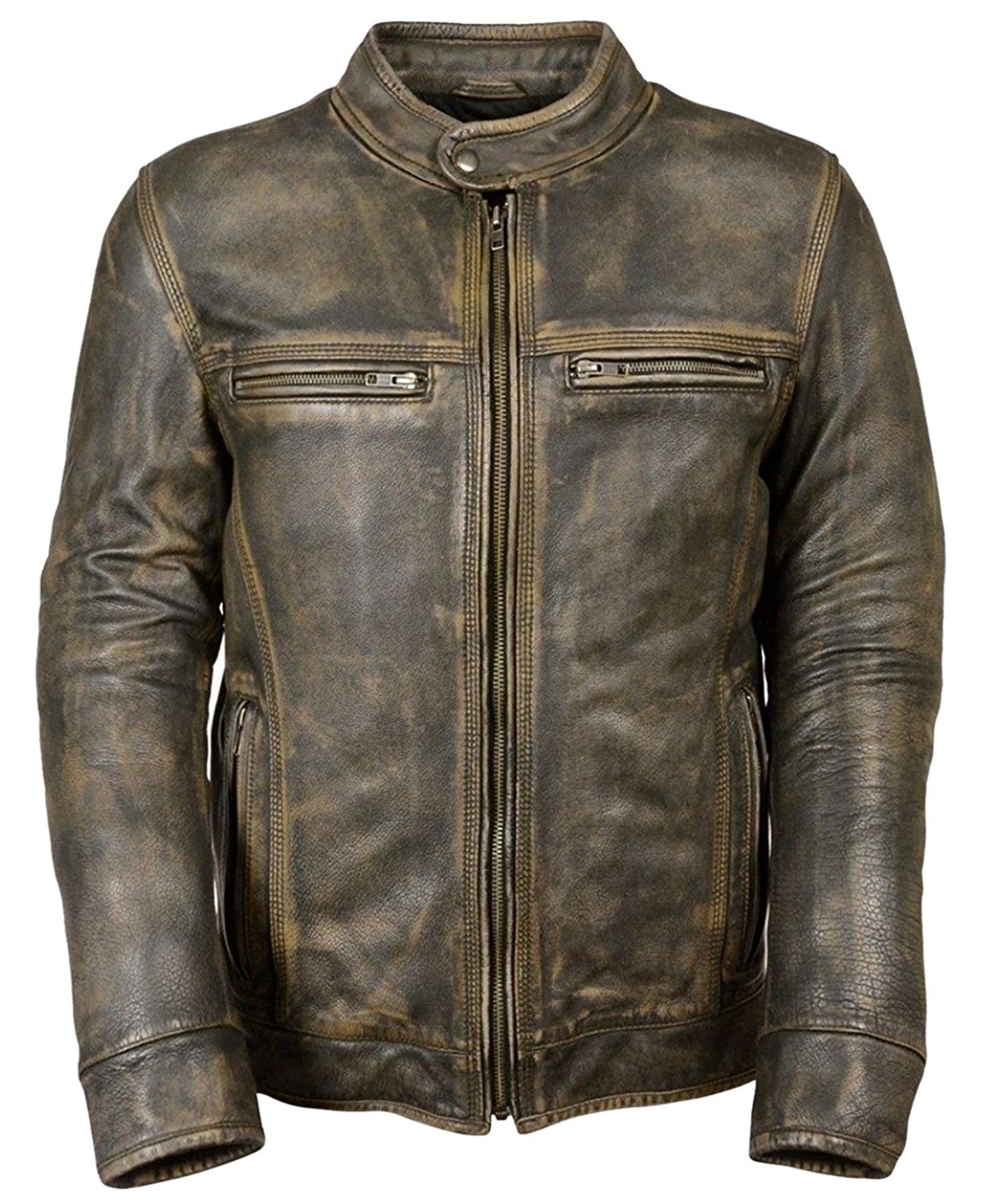 Black Leather Jacket Men - Black Real Lambskin Mens Motorcycle Jacket