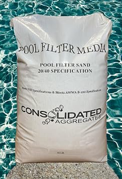 Silica Sand لترشيح المسبح ، Silica Pool Filter Sand for Above and In-Ground Pool Designs ، 50 جنيه 20/40 المواصفات