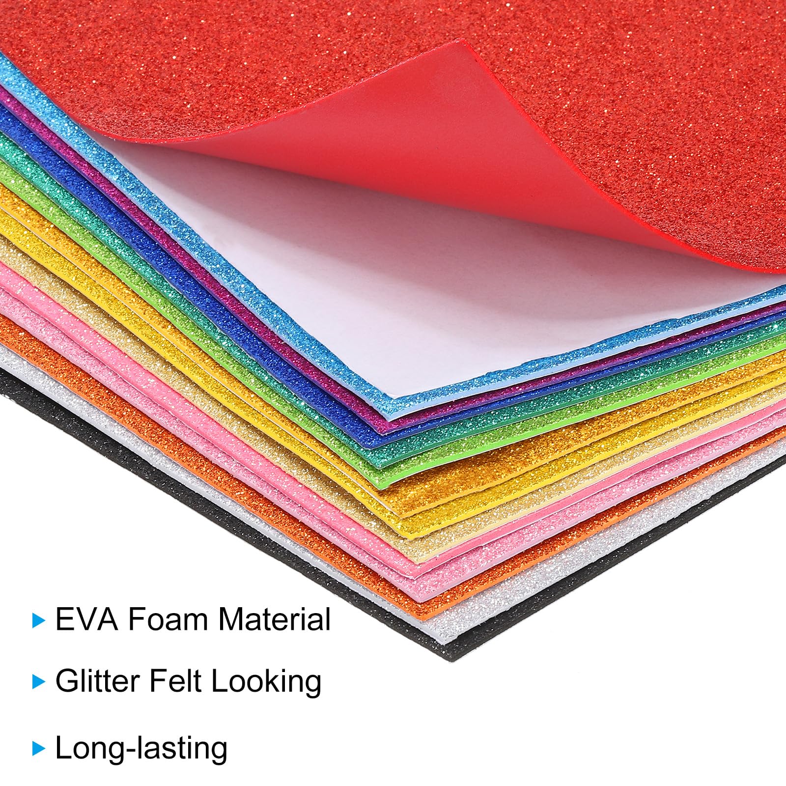 PATIKIL Light Gold Shiny EVA Glitter Foam Sheet 11 x 8 Inch 2mm Thick Sparkle EVA Glitter Felt for Crafts DIY Project 10 Pcs - Image 3