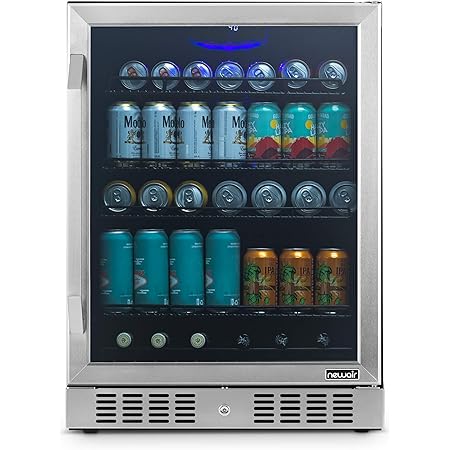 NewAir 24" Beverage Refrigerator Cooler - 177 Can Capacity - Stainless Steal With Built In Cooler and Glass Door | Cool your Soda, Beer, and Beverages to 37F NBC177SS00