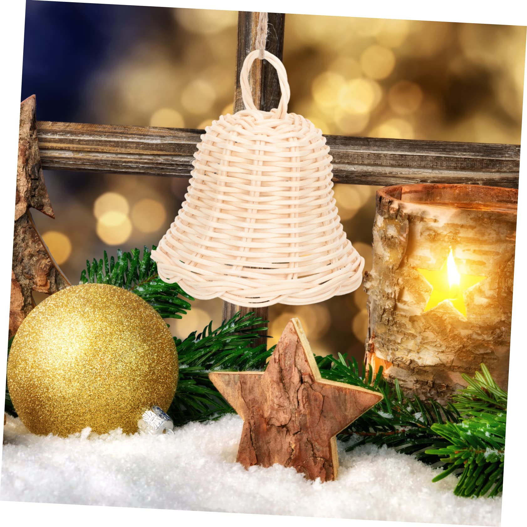Ciieeo 5 Piezas Decoraciones Navideñas Colgante De Escena De Bricolaje Pequeñas Campanas De Navidad Adorno De Árbol De Halloween Campana De Vacaciones Campanas Pastando Mimbre Indonesio