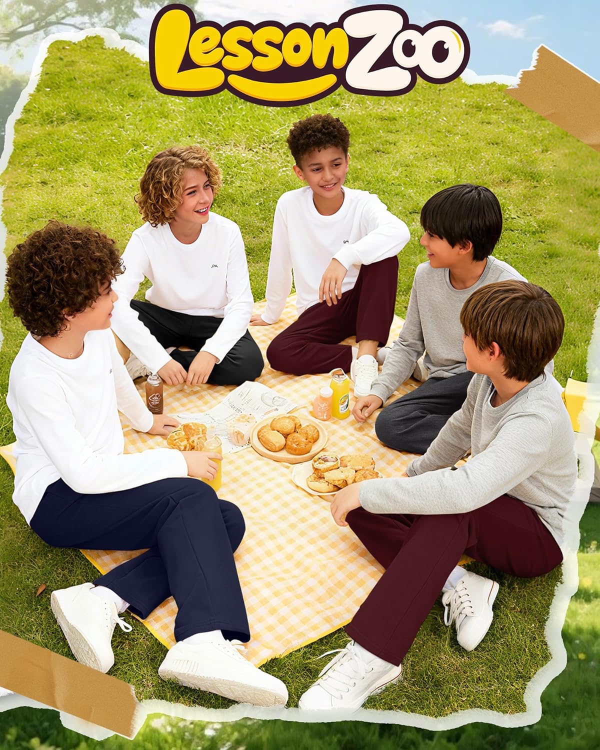 4 Pack Boys Sweatpants Straight Leg Open Bottom Athletic Joggers Lightweight Elastic Waist Pants with Pockets - Image 3