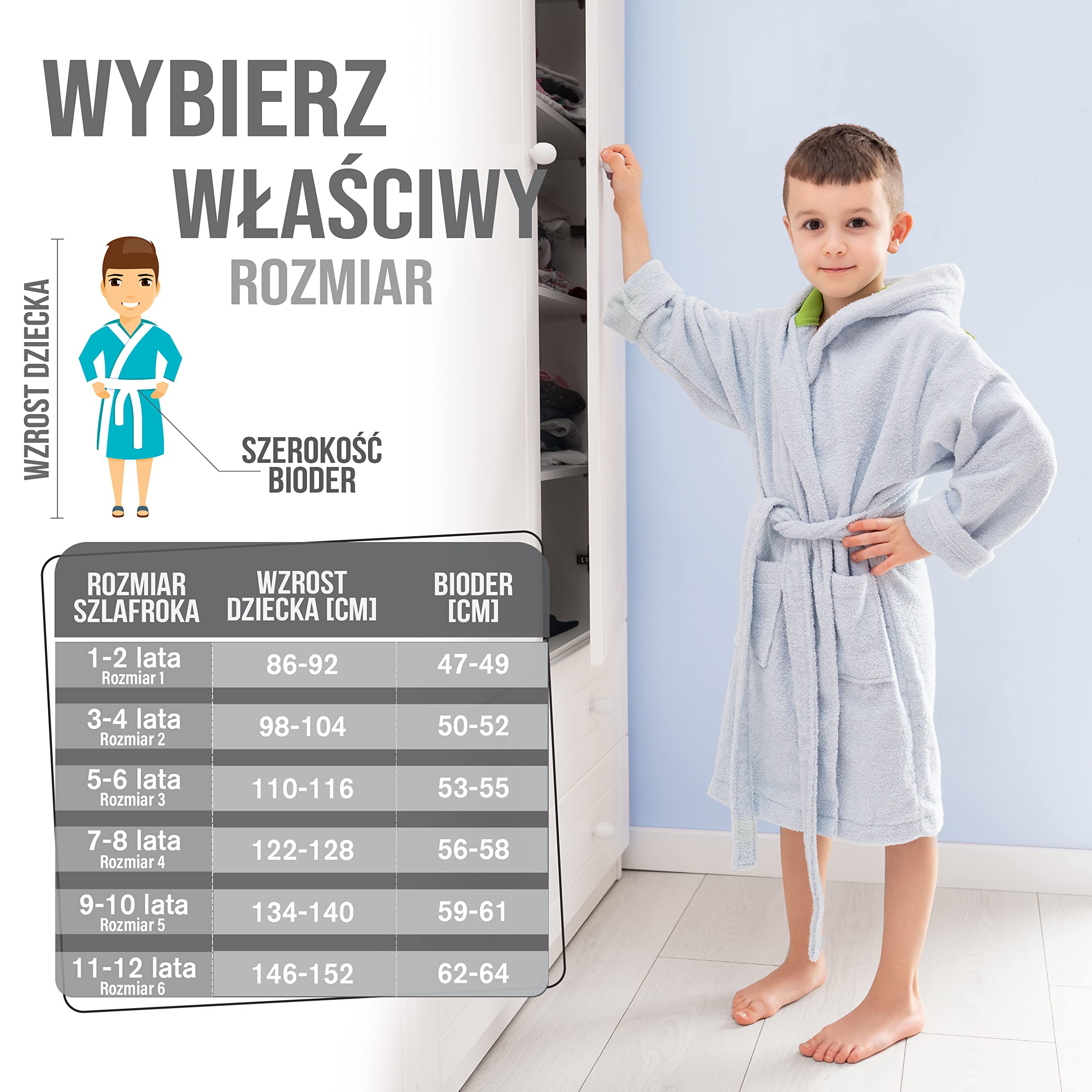 Twinzen Szlafrok dziecięcy z dinozaurami, dla chłopców i dziewczynek, 100% bawełna, Öko-Tex®