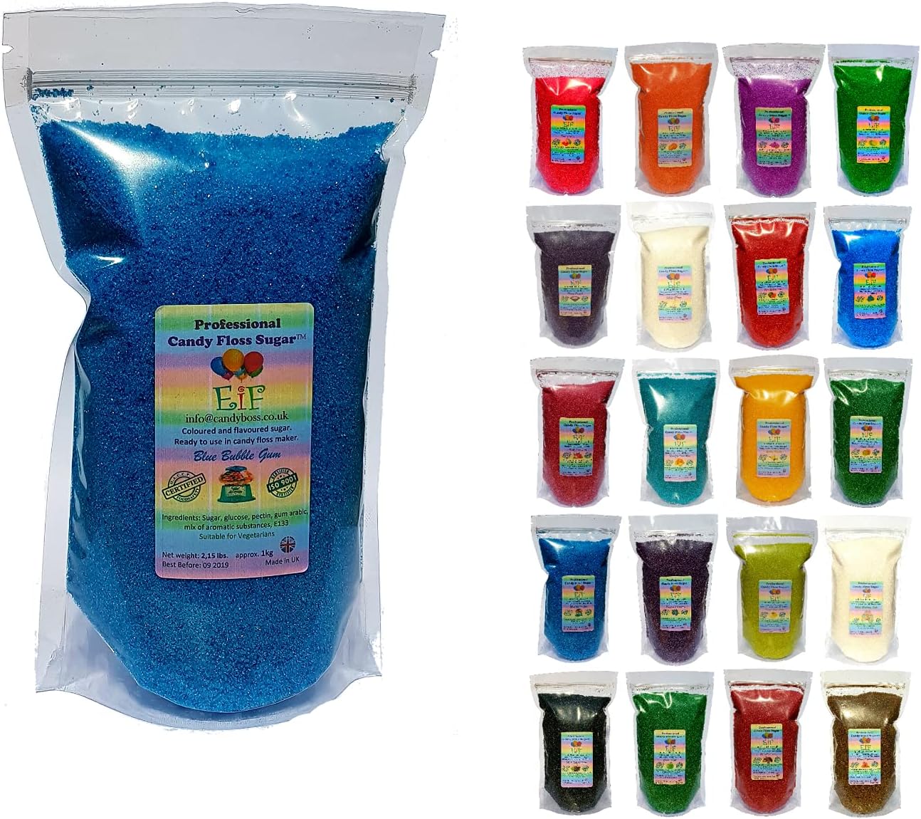 Candy Floss Cotton Sugar EverydayisFriday Blue Bubble Gum 1 KG - Ready to Use in Your Machine