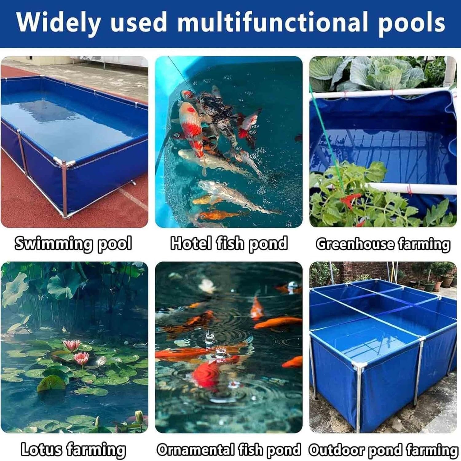 Temporary Outdoor Koi, and Fish Holding Tank and Swimming Pool - Black 200x100x90cm