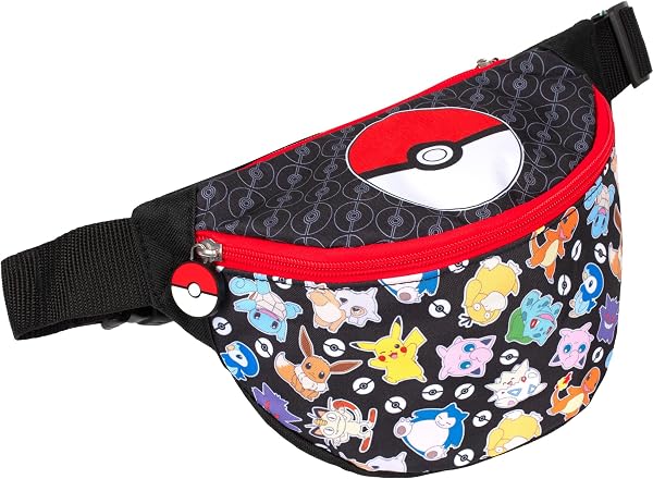 Pokémon Torba na biodra dla chłopców z regulowanym paskiem, lekka, zabawna torba na pas, torebka na podróże dla dzieci, torebka na ramię z regulowanym paskiem, torebka na biodra dla dzieci