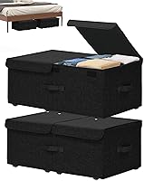 Vista 9 de Caja de Almacenamiento Debajo de la Cama con Ruedas, 2 Pack 14 cm de Alto Cajas de Almacenamiento Debajo de la Cama Profundas con Cajones y Tapas