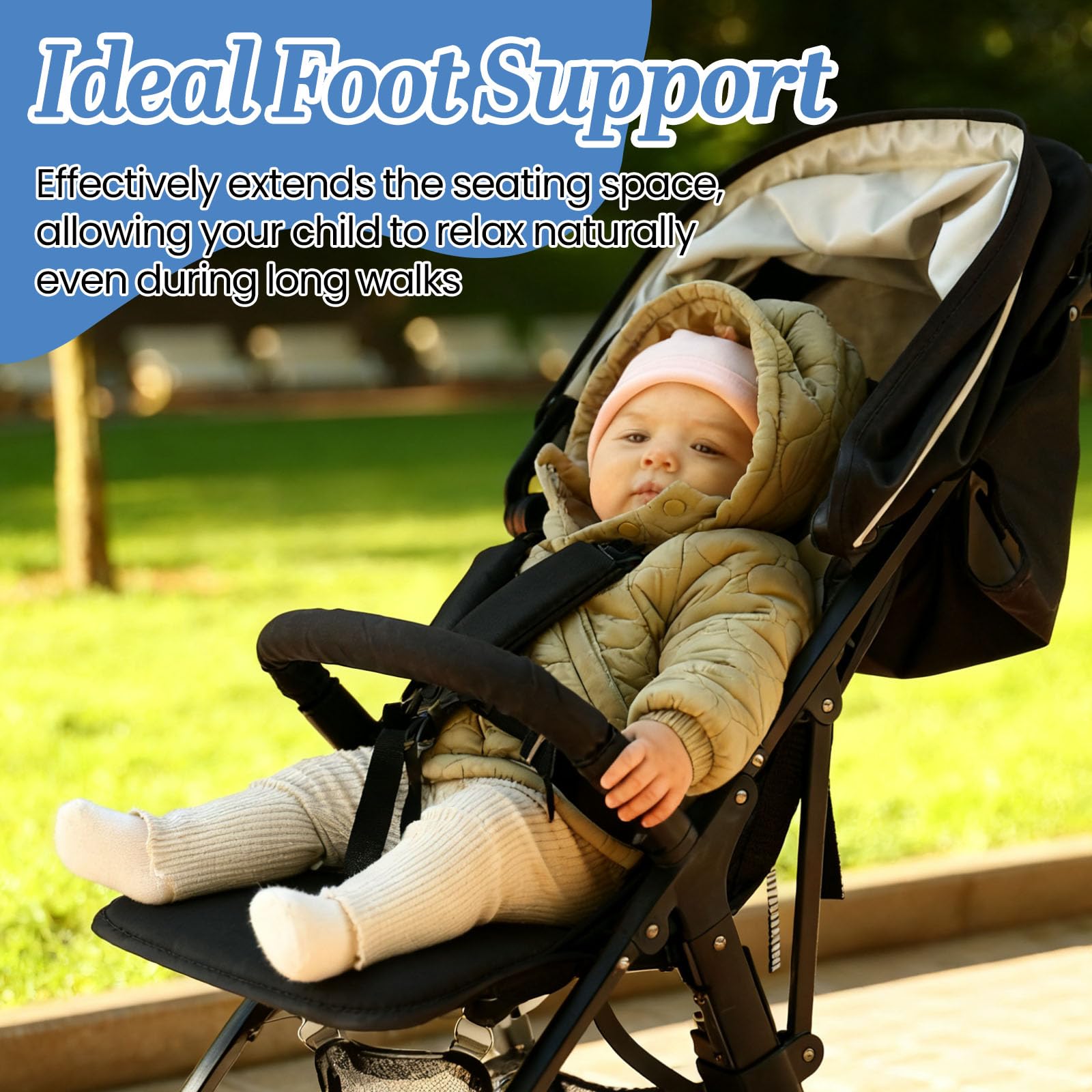 Repose-Pieds Poussette Universel | Extension Rallonge en Tissu Oxford Respirant 35x30cm | reposapiés Para cochecito Rallonge pour | Facile à Installer | Accessoire pour Poussette Bébé