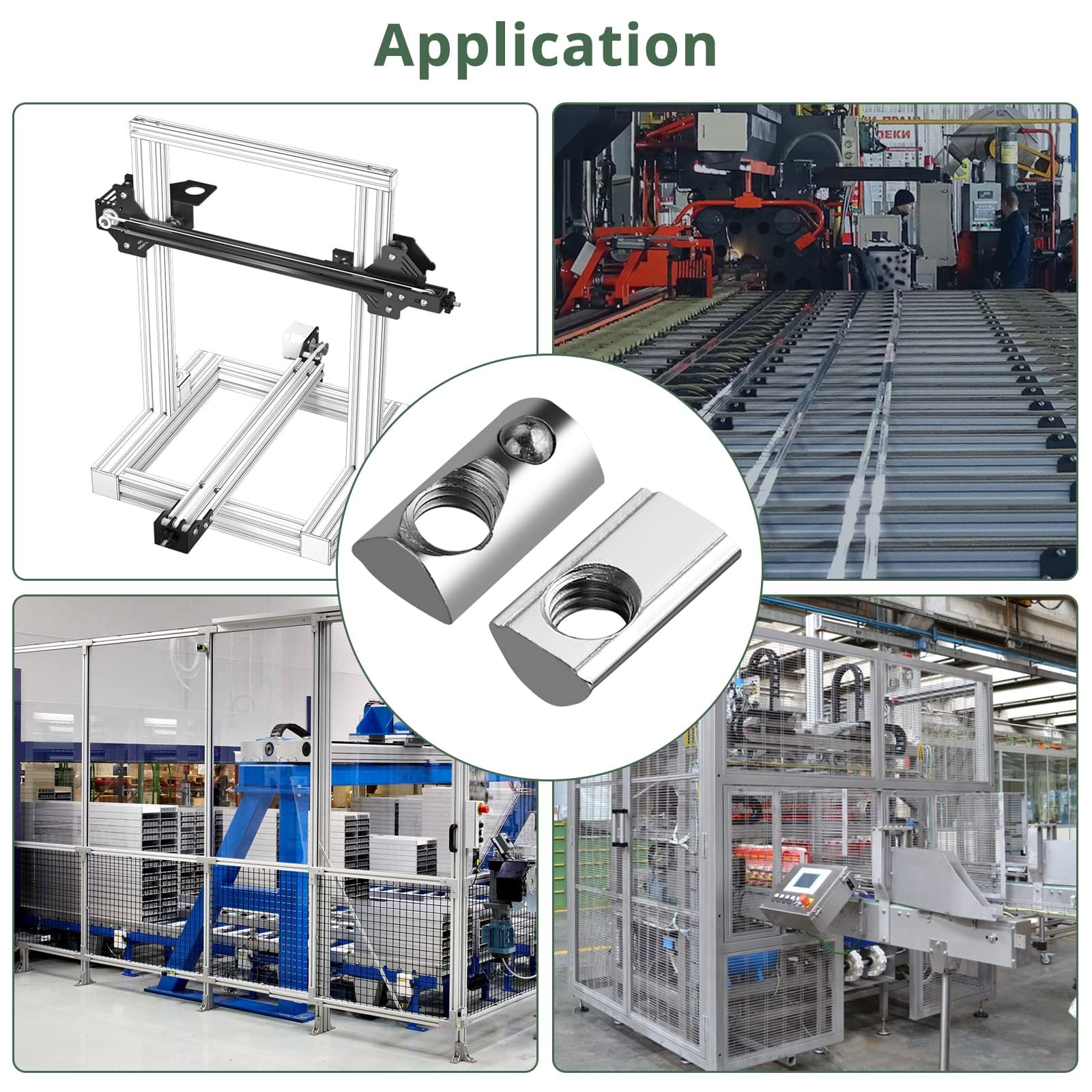 100x EYPINS Nutensteine mit Kugel Nut 8, M5 Hammermutter mit Zentrierung Steg, Gleitmuttern 40x40 Stahl Verzinkt Nutmuttern T-Nut M5 Gewinde für 3D Drucker, CNC, Aluprofil-Extrusionsschlitz 40-Serie