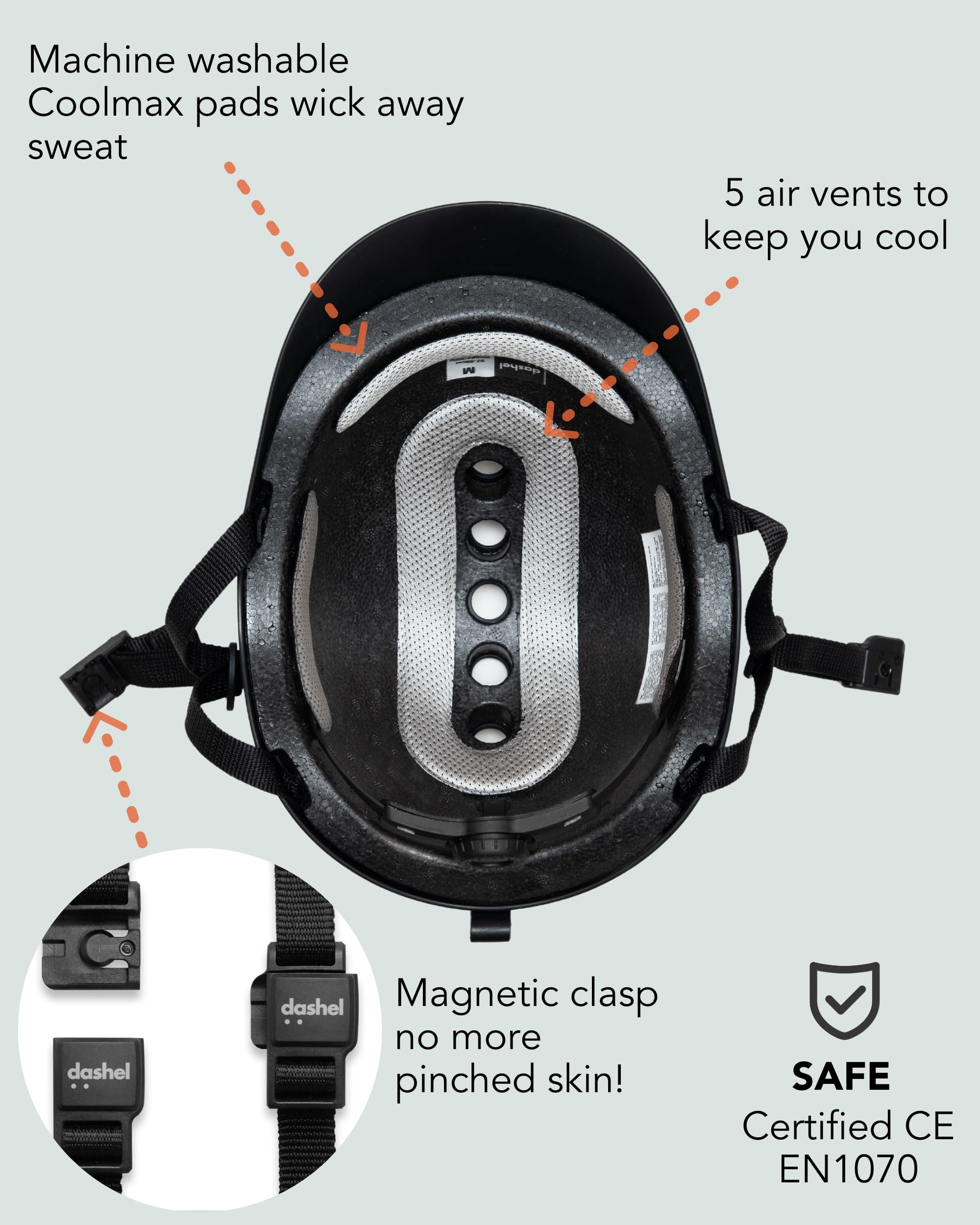 Dashel Casco unisex para adultos, fabricado en el Reino Unido, ligero, seguro y cómodo, elegante equipo de seguridad para bicicleta urbana o scooter eléctrico para hombres y mujeres