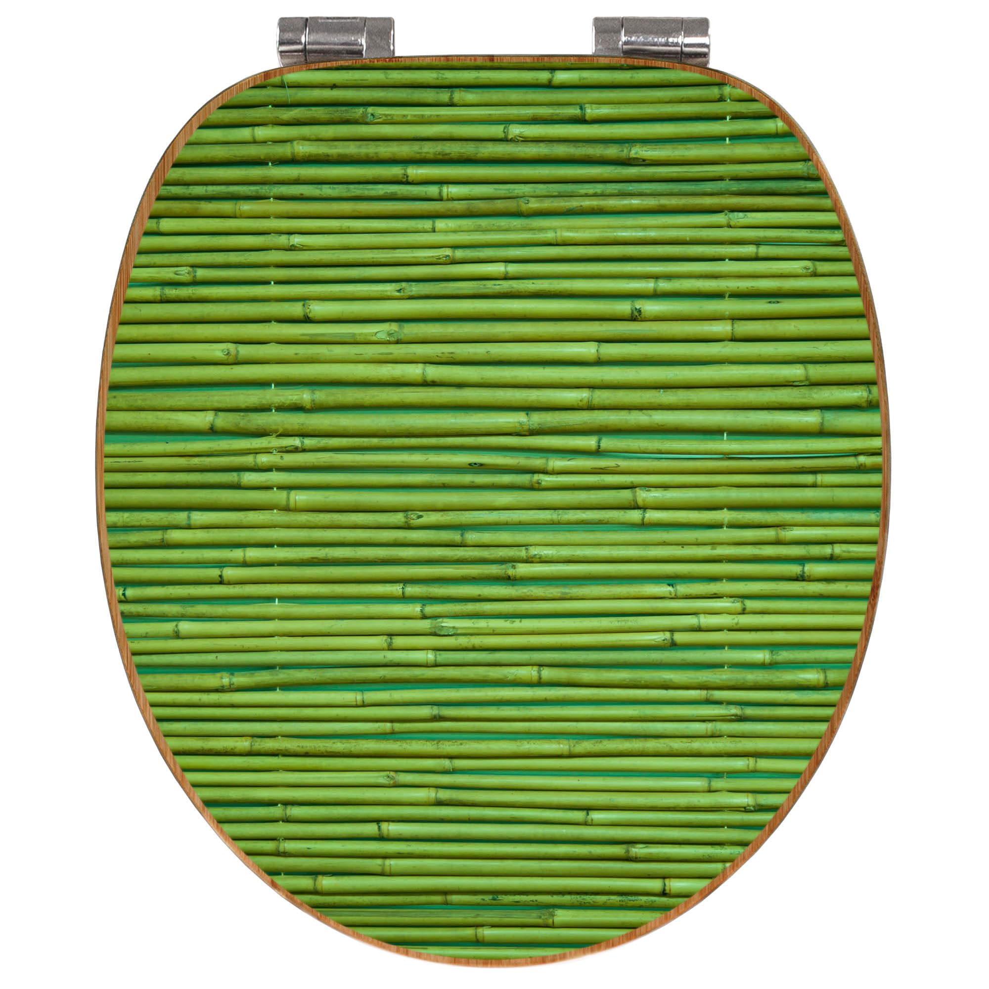 banjado Design WC Sitz Bambus Absenkautomatik 45,8x37,5cm - Toilettendeckel mit Absenkautomatik Holz - hochwertiger Bambus Klodeckel - WC-Sitz für gängigen Toiletten - Motiv Bambus Grün