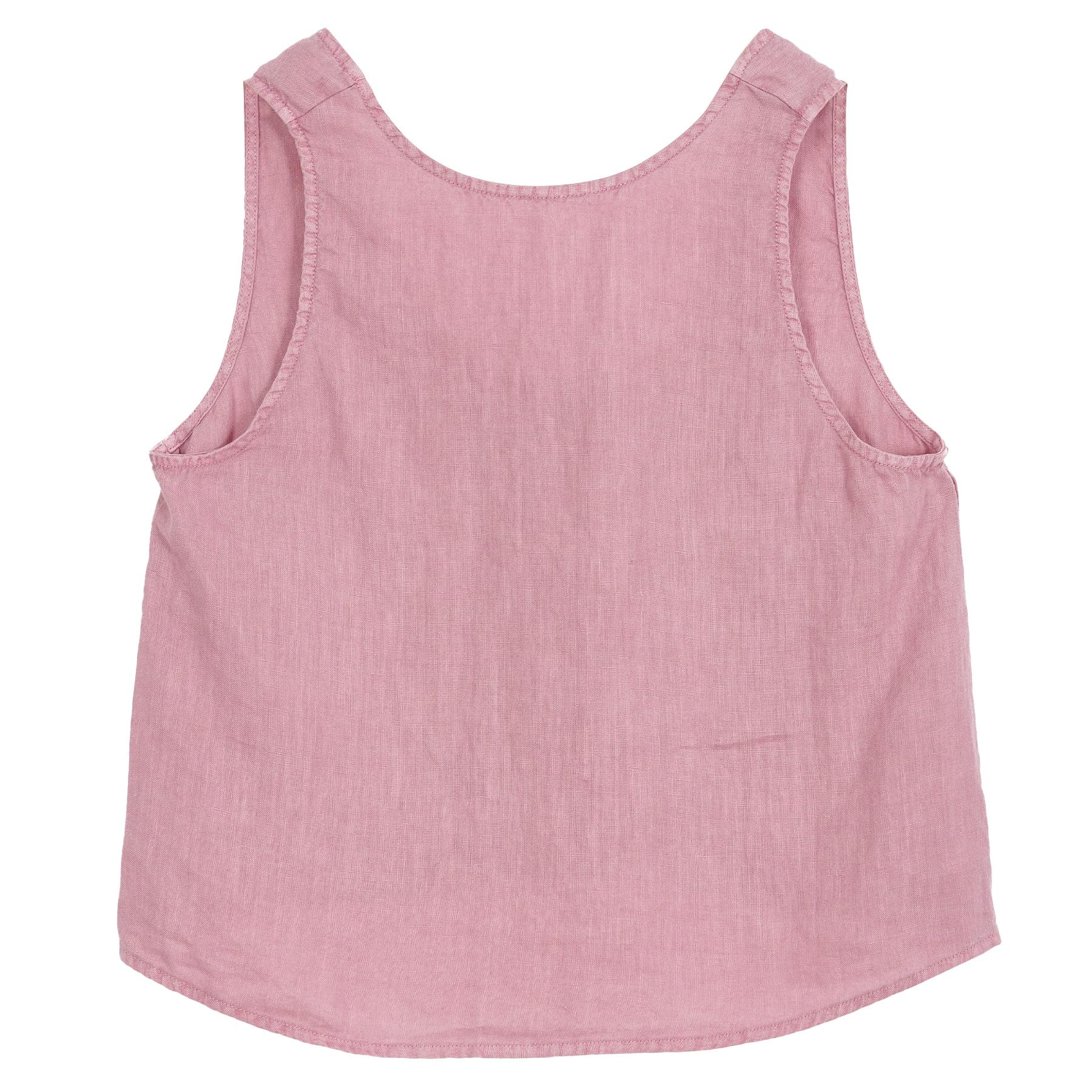 Amazhiyu Camicetta da donna in 100% lino, casual, estiva, senza maniche, scollo rotondo, tinta vegetale, per taglie S-XL